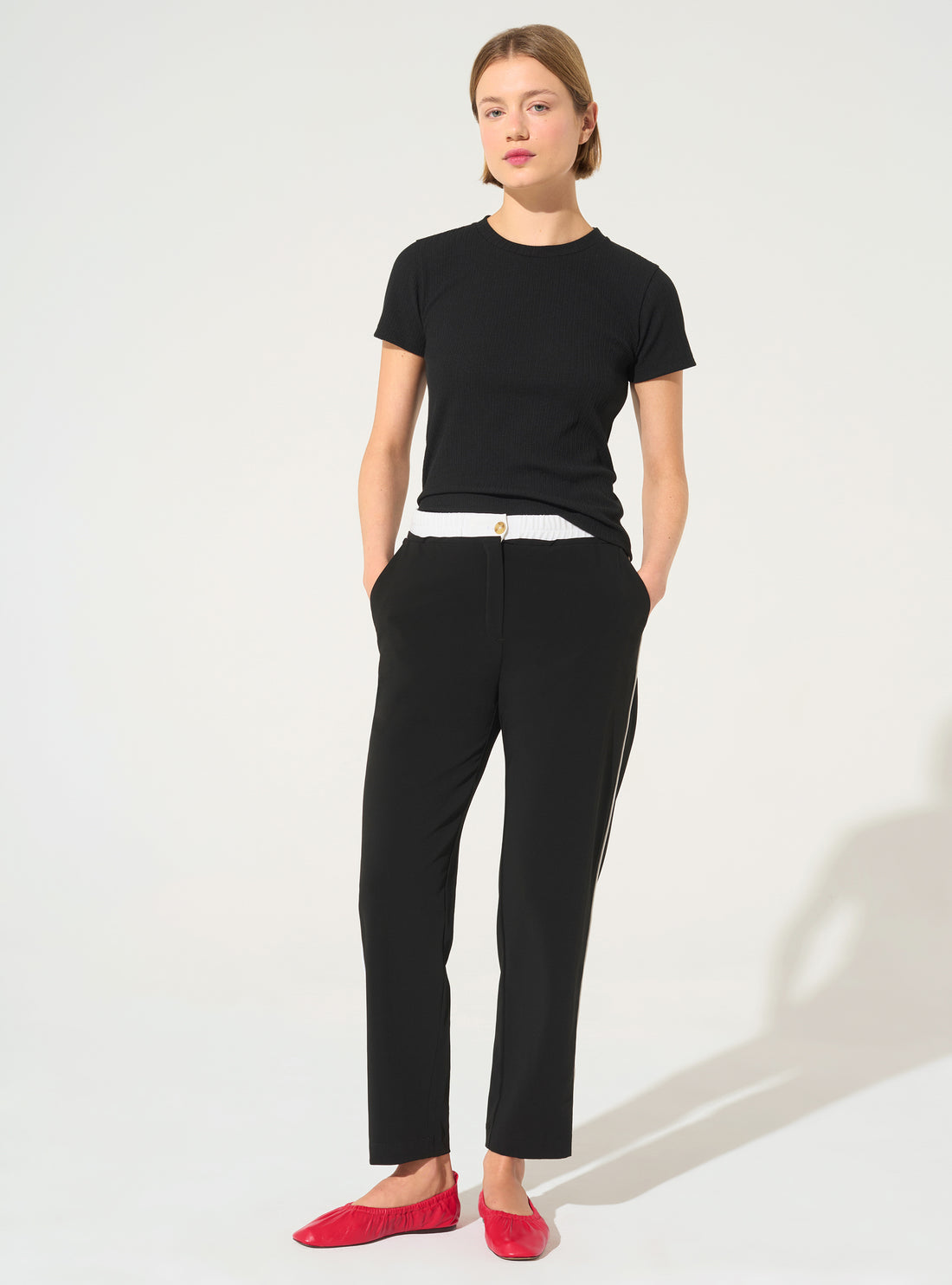 Pantalon droit 7/8e noir
