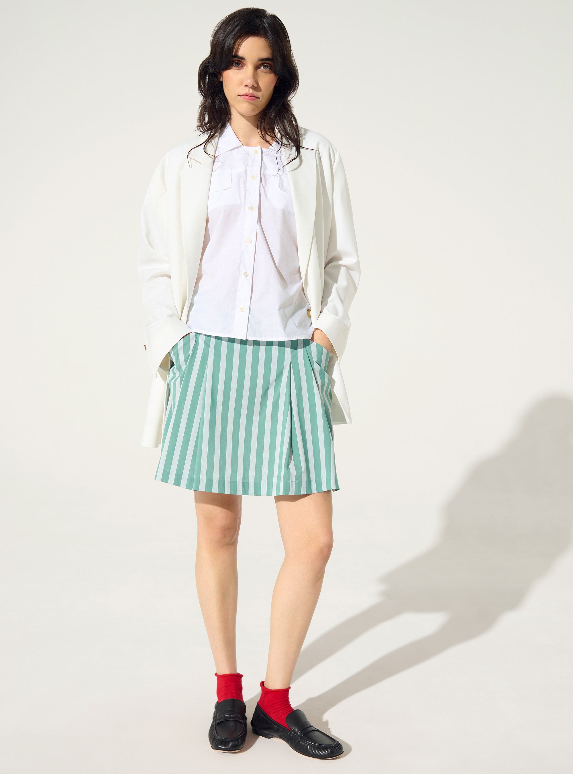 Upcycled green cotton skirt