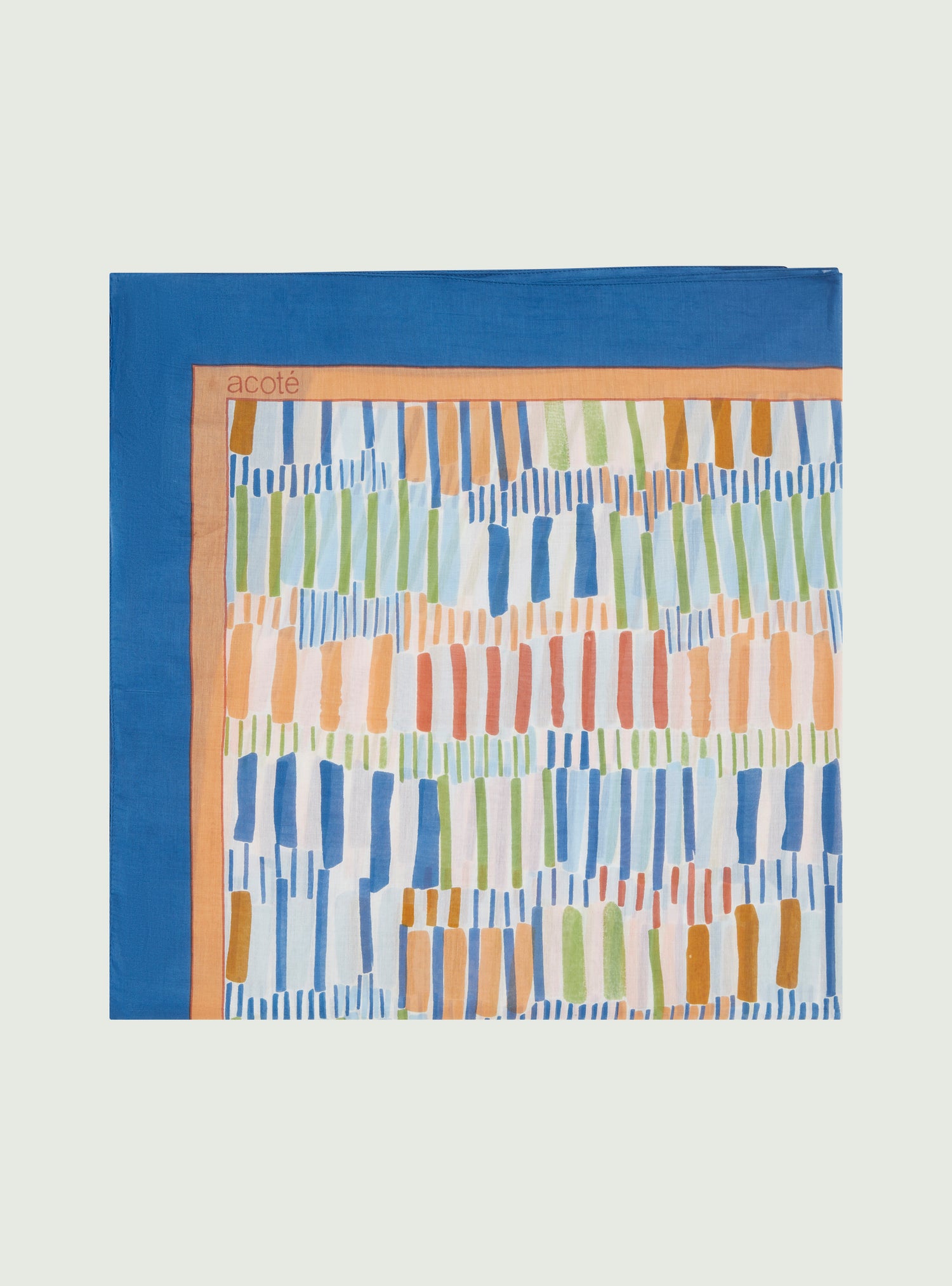 Echarpe imprimée en coton et soie bleu