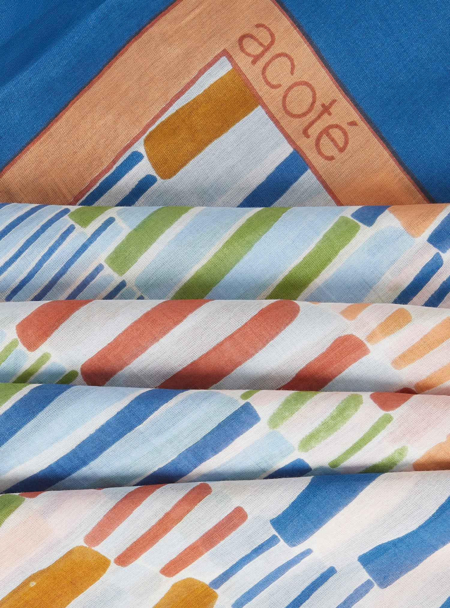 Echarpe imprimée en coton et soie bleu