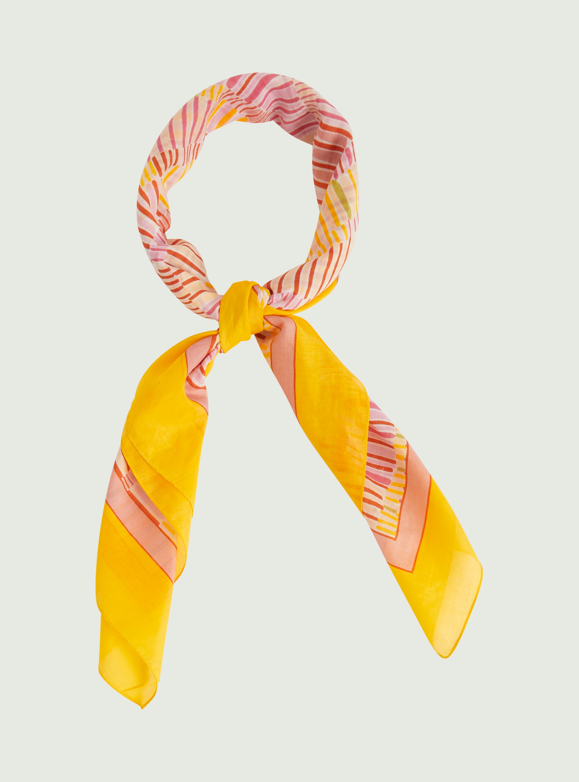 Red printed scarf in cotton and silk