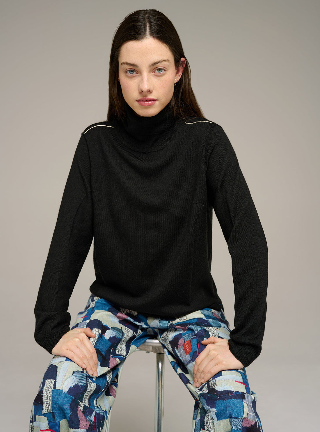 Cotélac acoté pull col roulé maille fine en laine