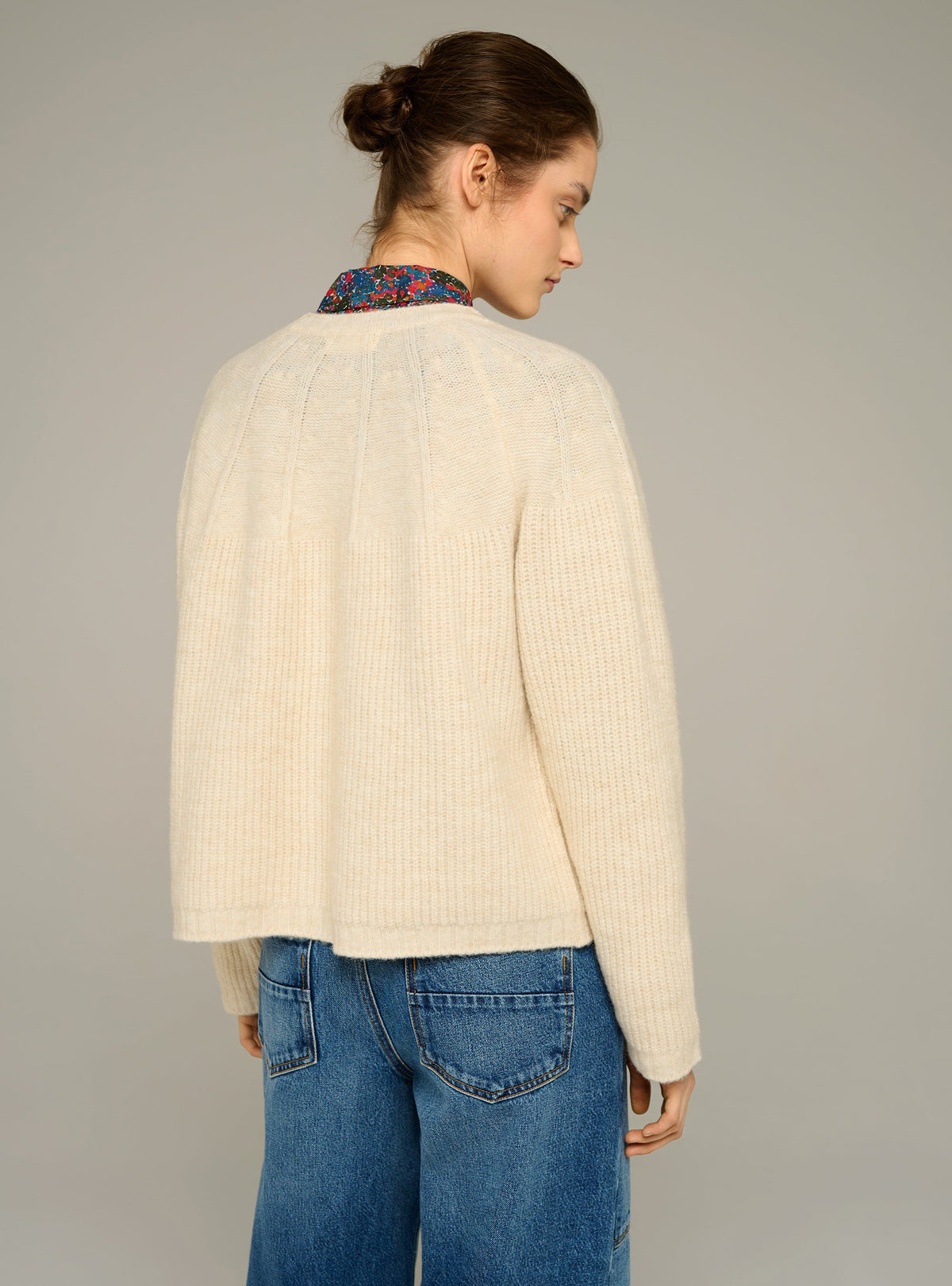 Cotélac acoté cardigan col v oversize en maille côtelée