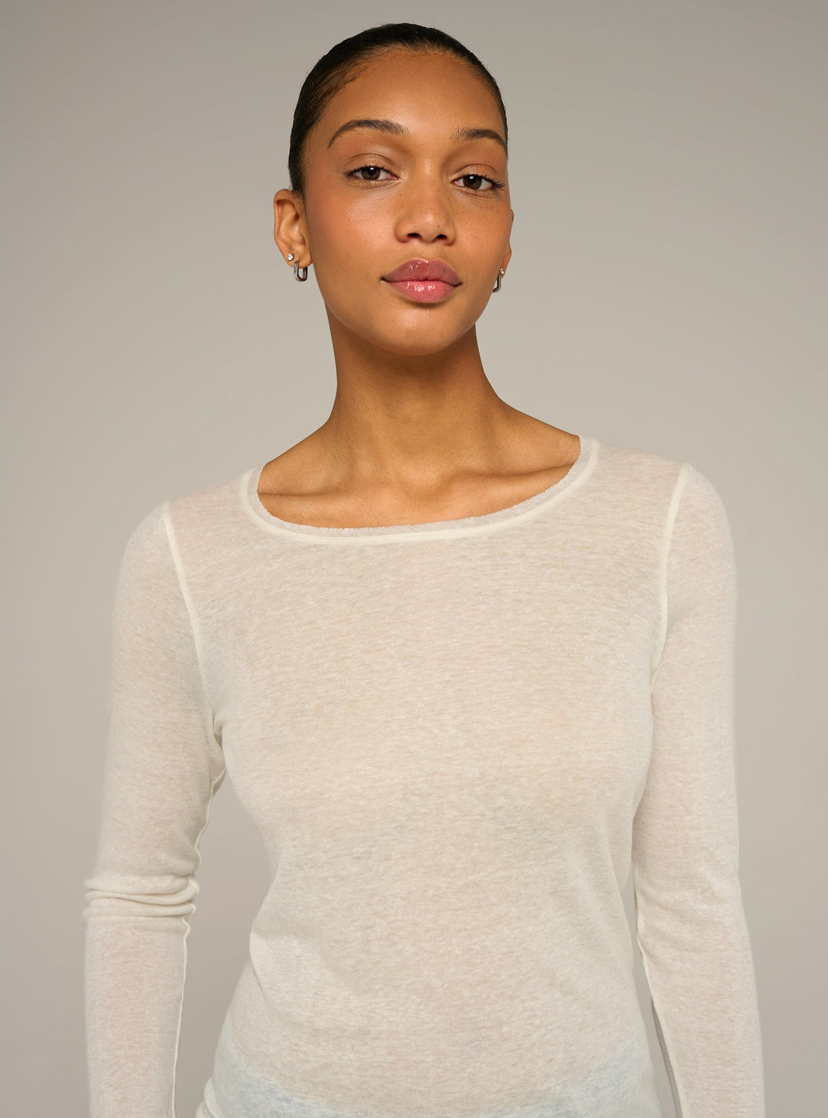 Cotélac acoté tee-shirt manches longues col rond ajusté en jersey