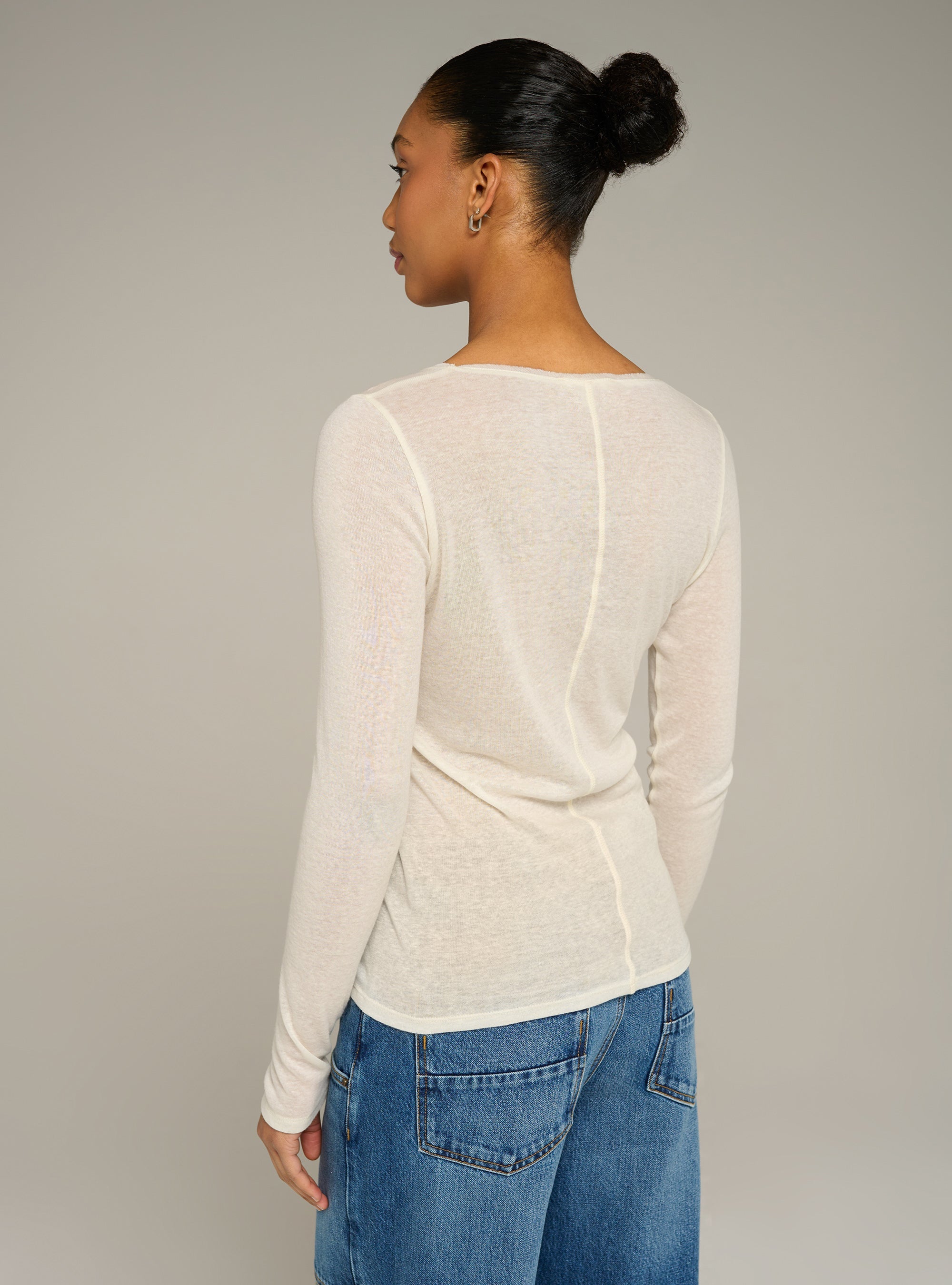 Cotélac acoté tee-shirt manches longues col rond ajusté en jersey