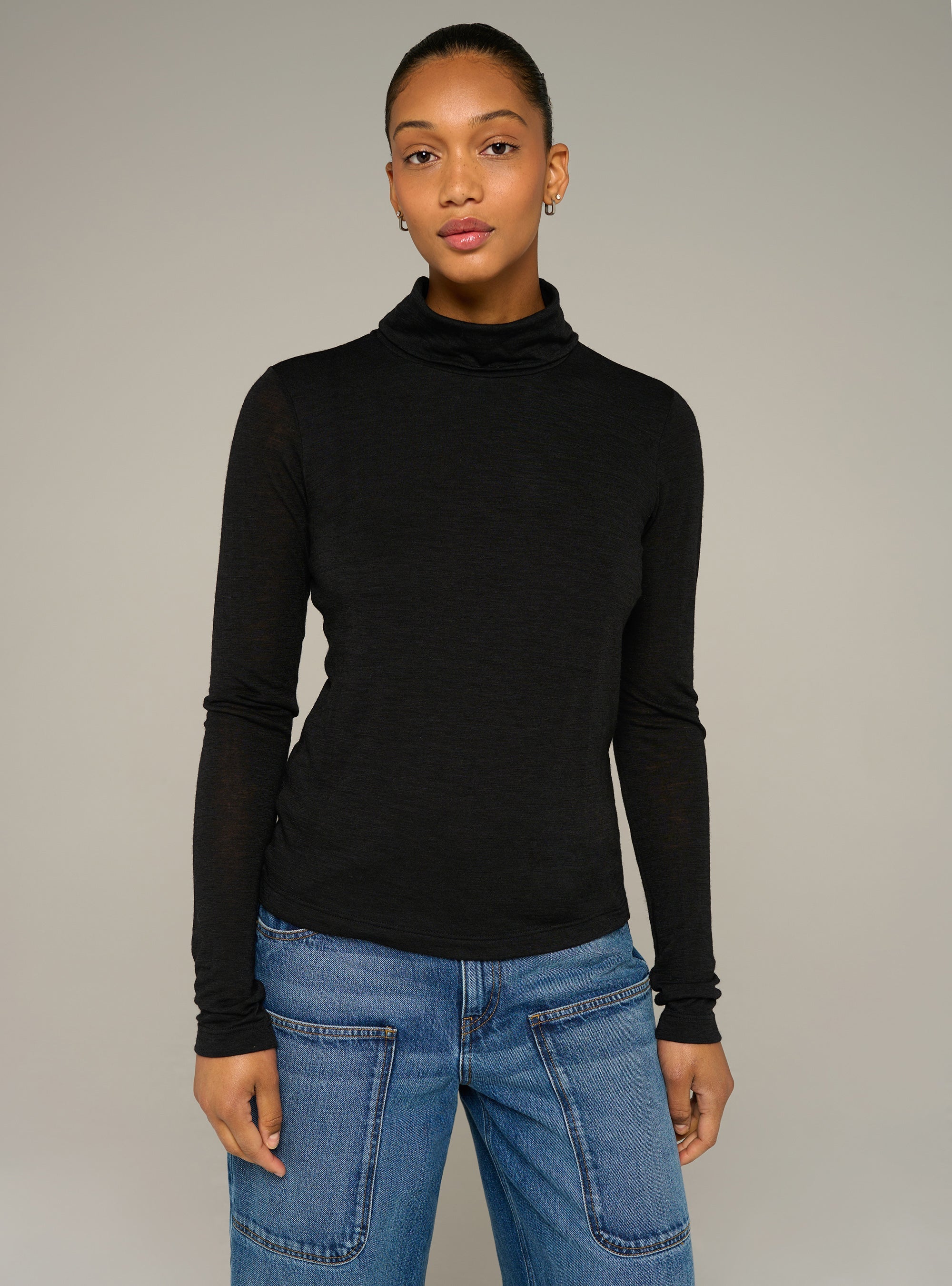 Cotélac acoté sous-pull manches longues col roulé ajusté en jersey