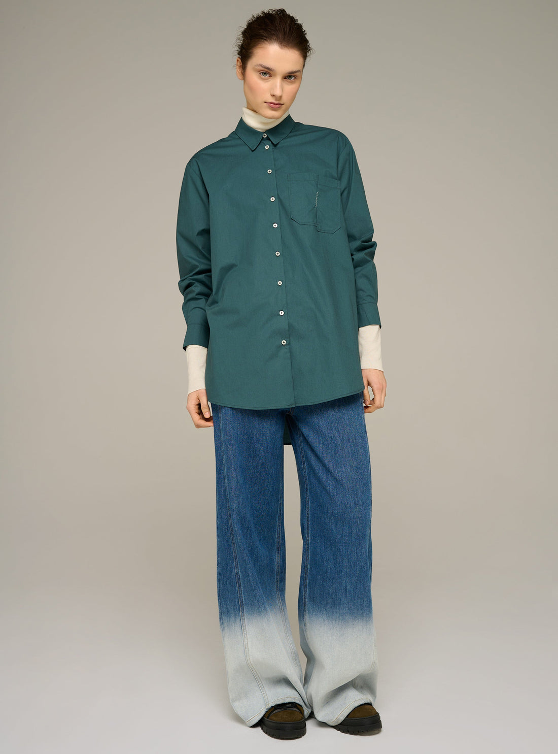 Cotélac acoté chemise manches longues en popeline de coton biologique