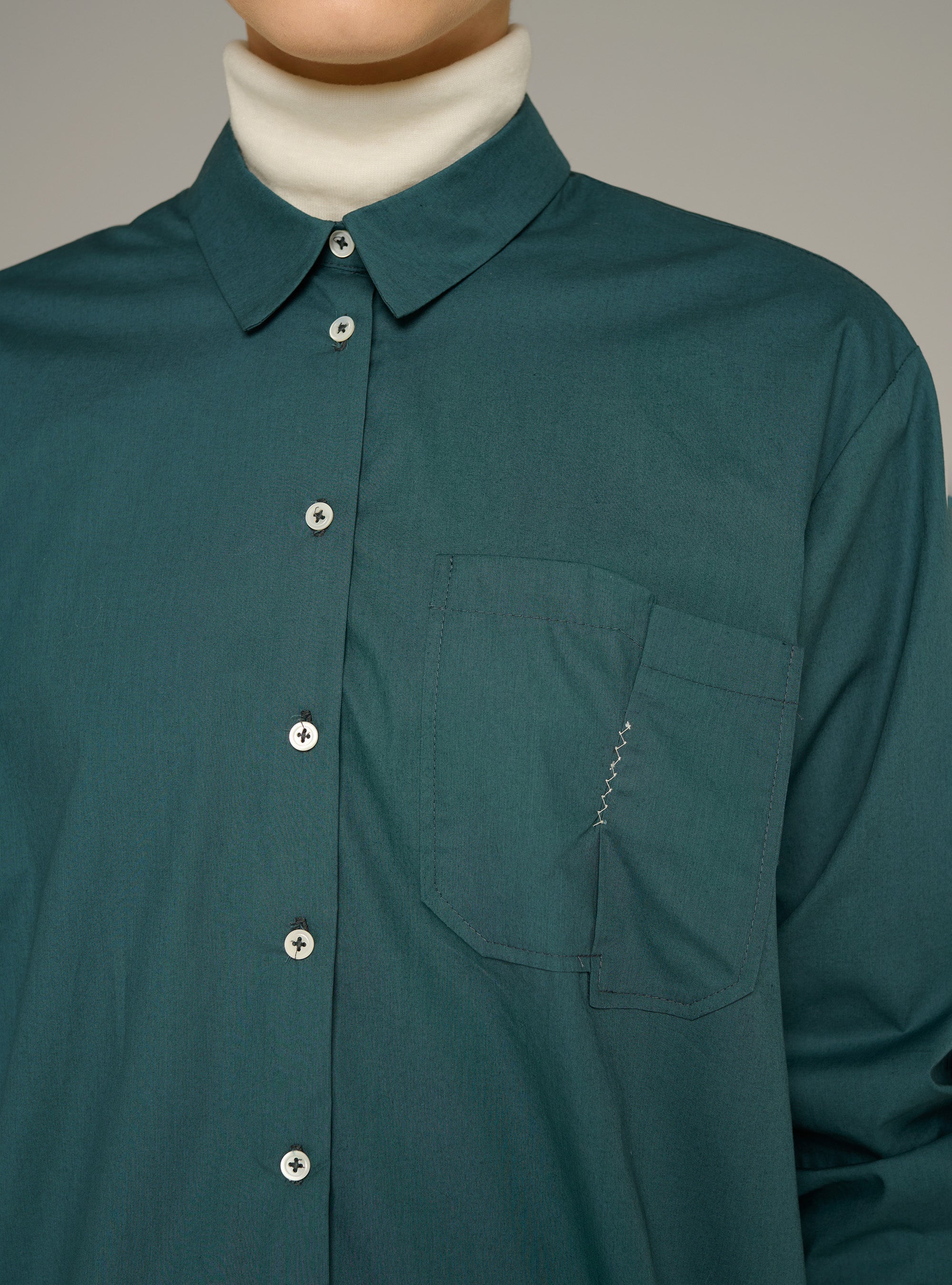Cotélac acoté chemise manches longues en popeline de coton biologique
