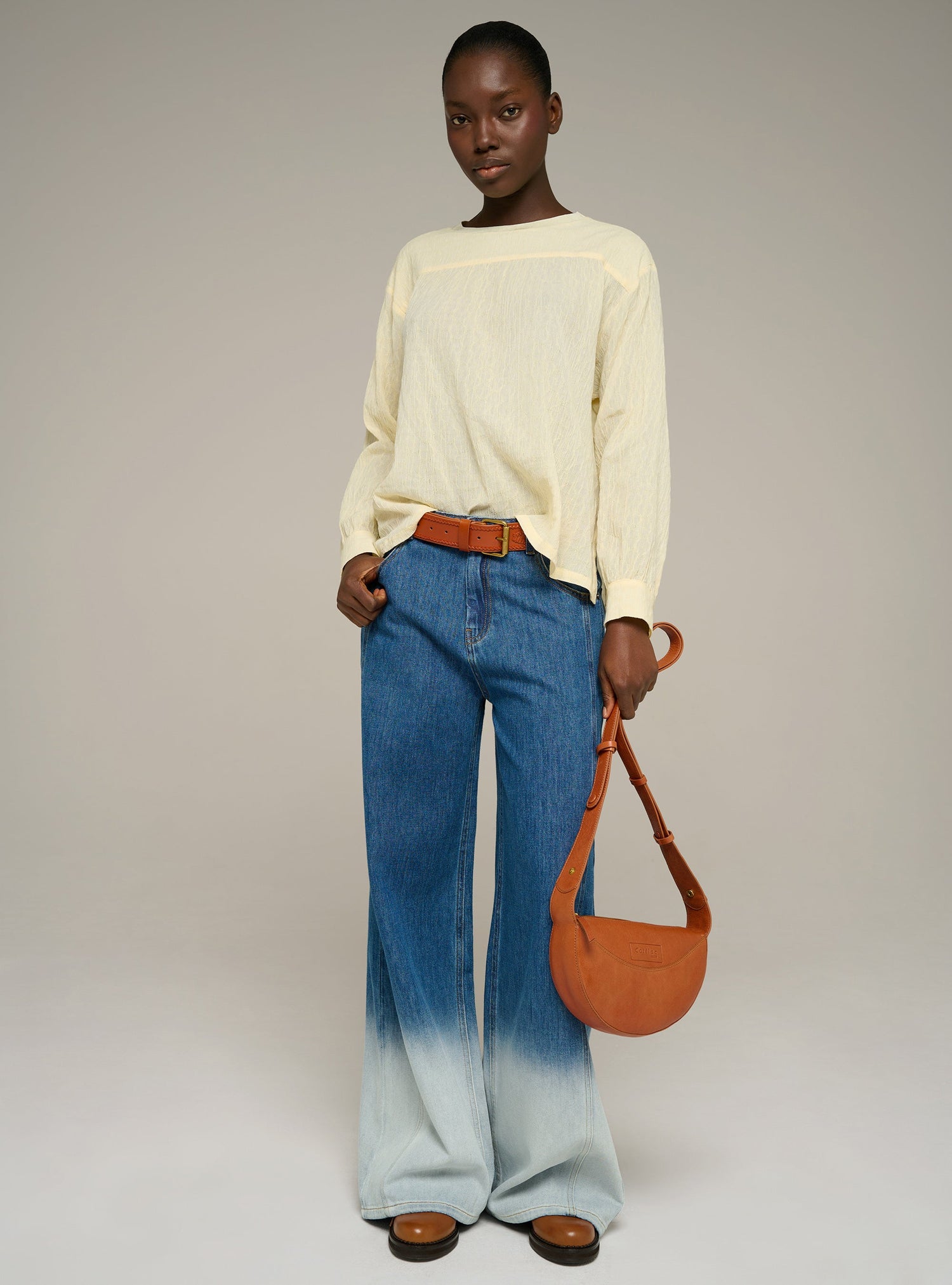 Cotélac acoté blouse droite manches longues imprimée en coton