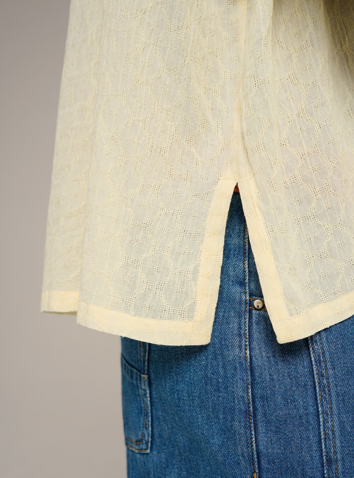 Cotélac acoté blouse droite manches longues imprimée en coton
