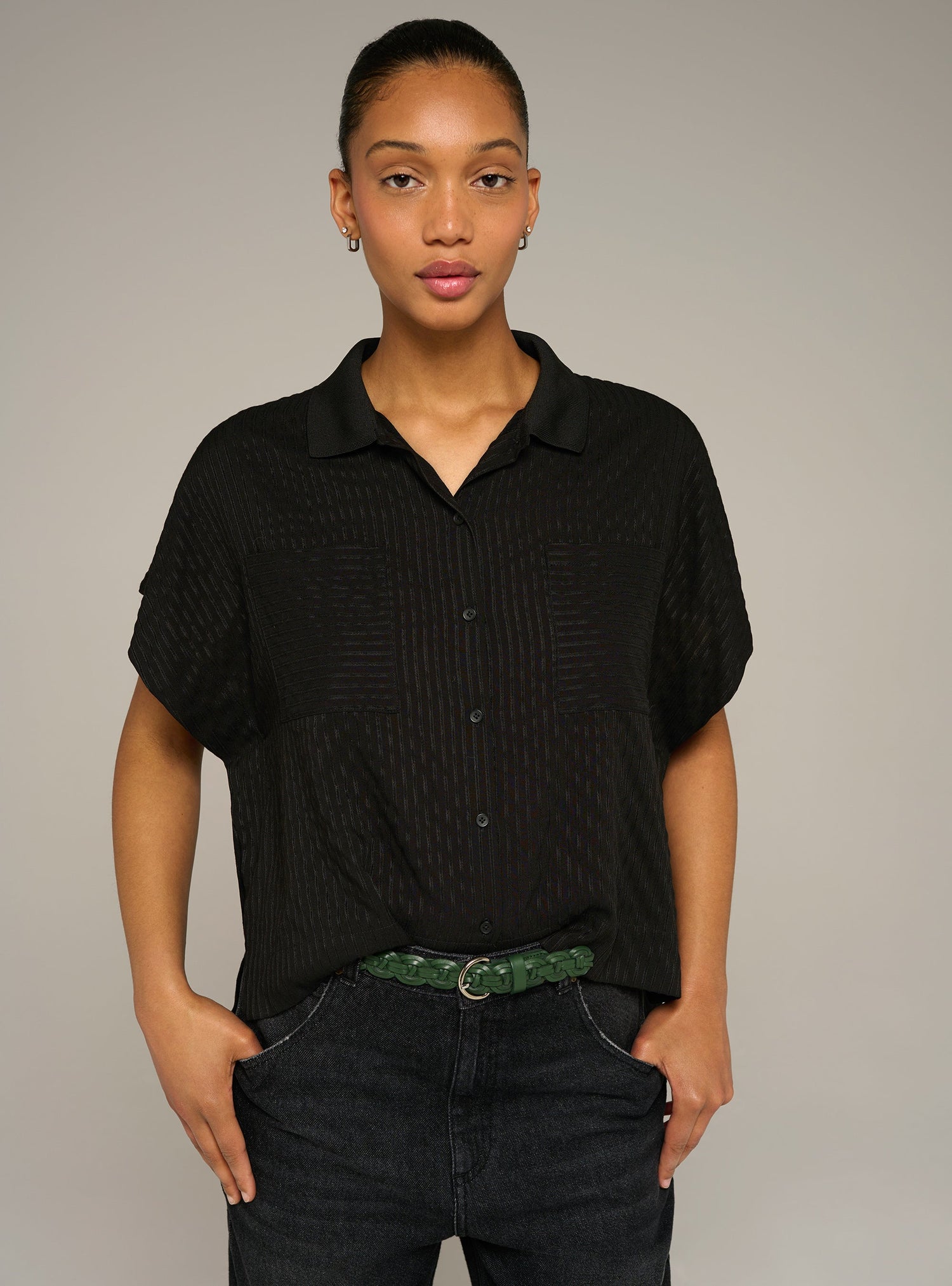 Cotélac acoté chemise esprit polo rayée ton sur ton