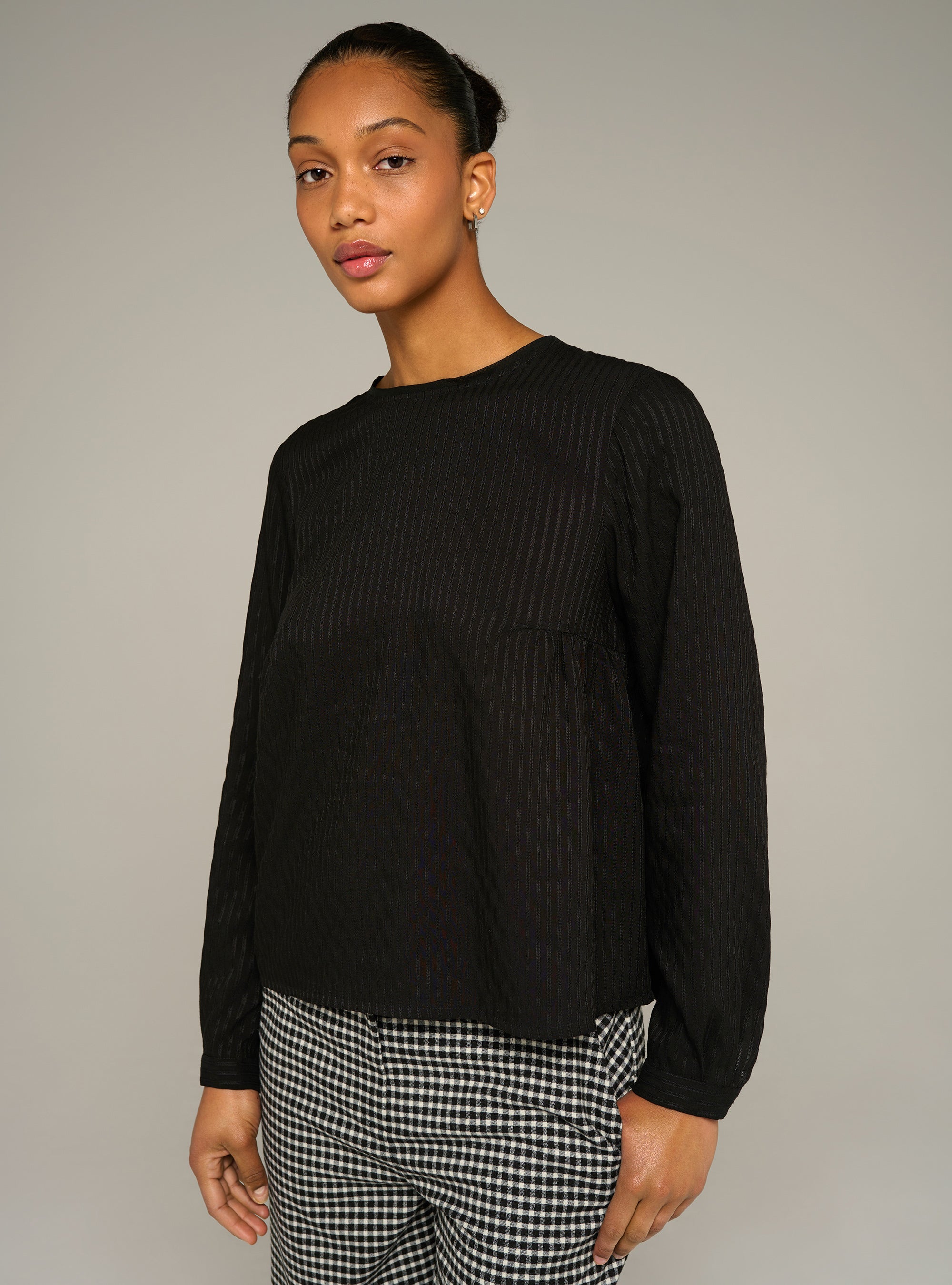 Cotélac acoté blouse col rond rayée ton sur ton