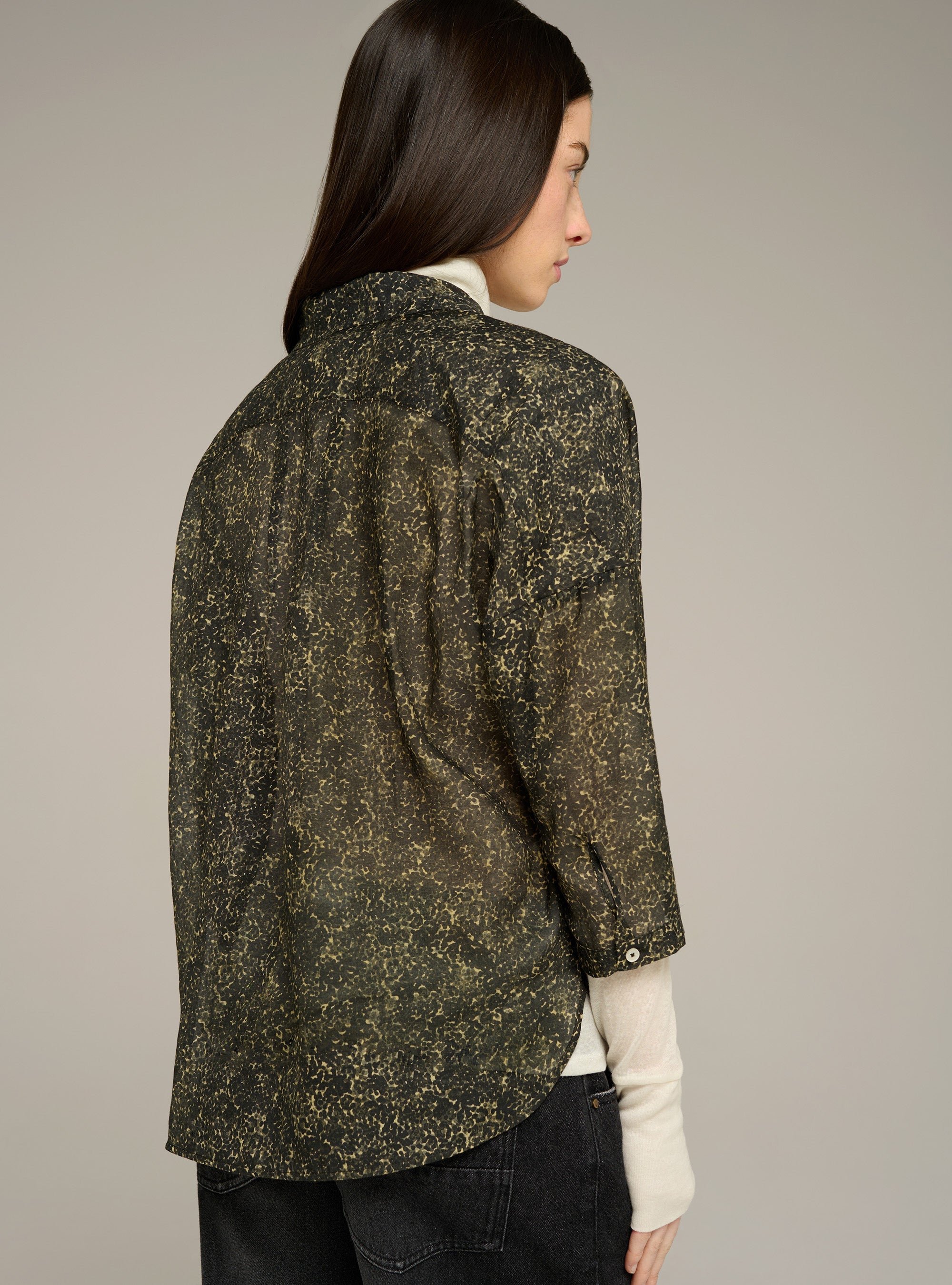 Cotélac acoté chemise manches longues imprimée en voile de coton et soie
