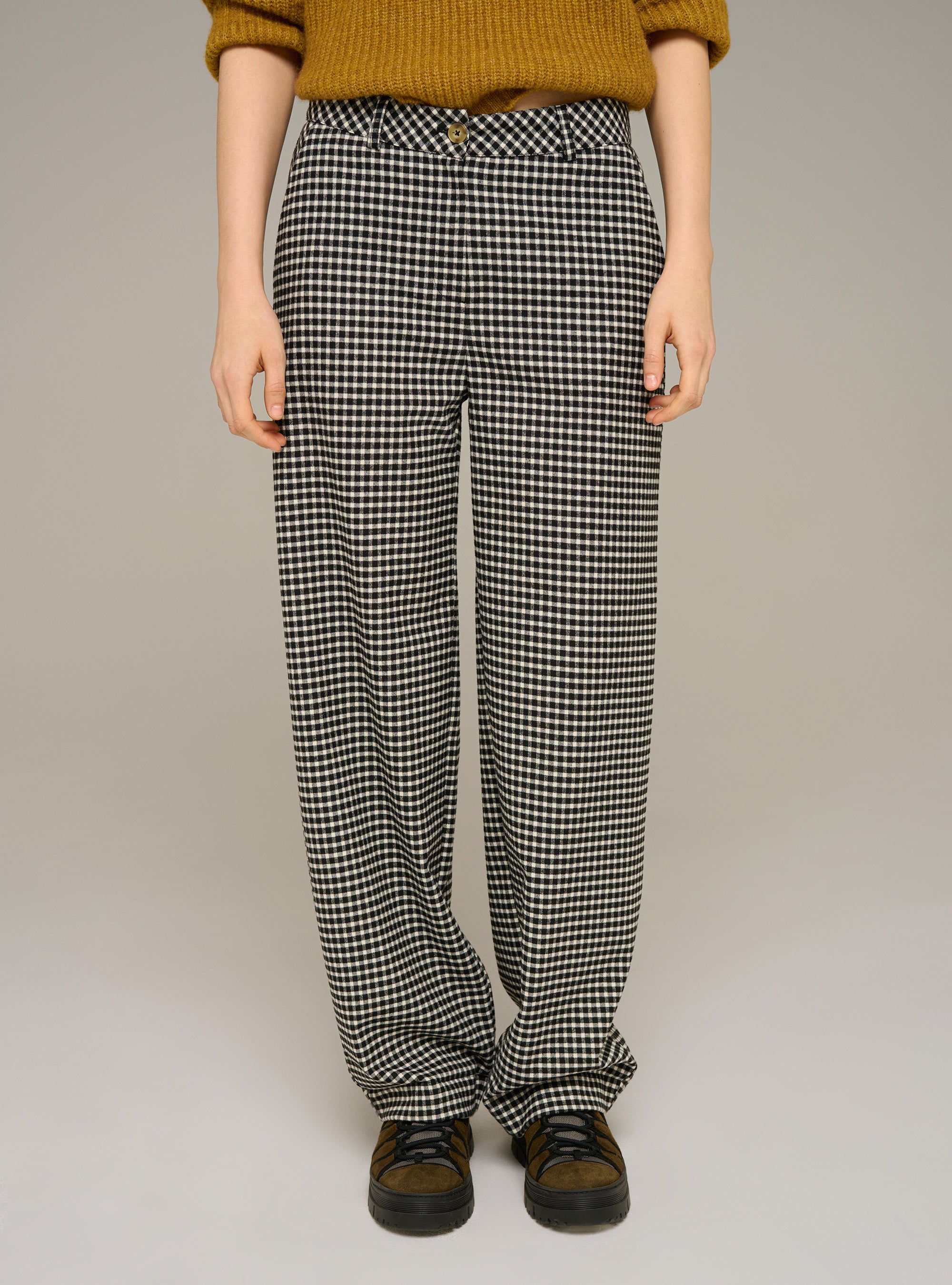 Cotélac acoté pantalon large en flanelle imprimé carreaux