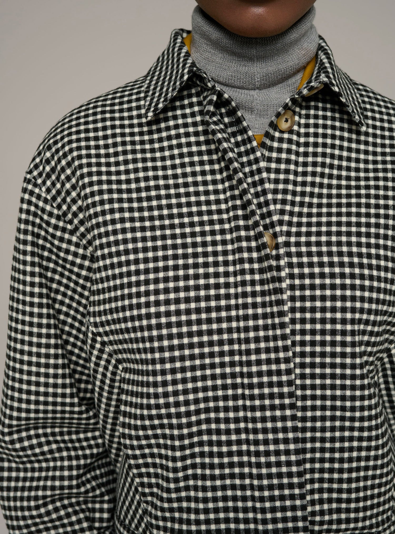 Cotélac acoté veste oversize col chemise imprimée carreaux