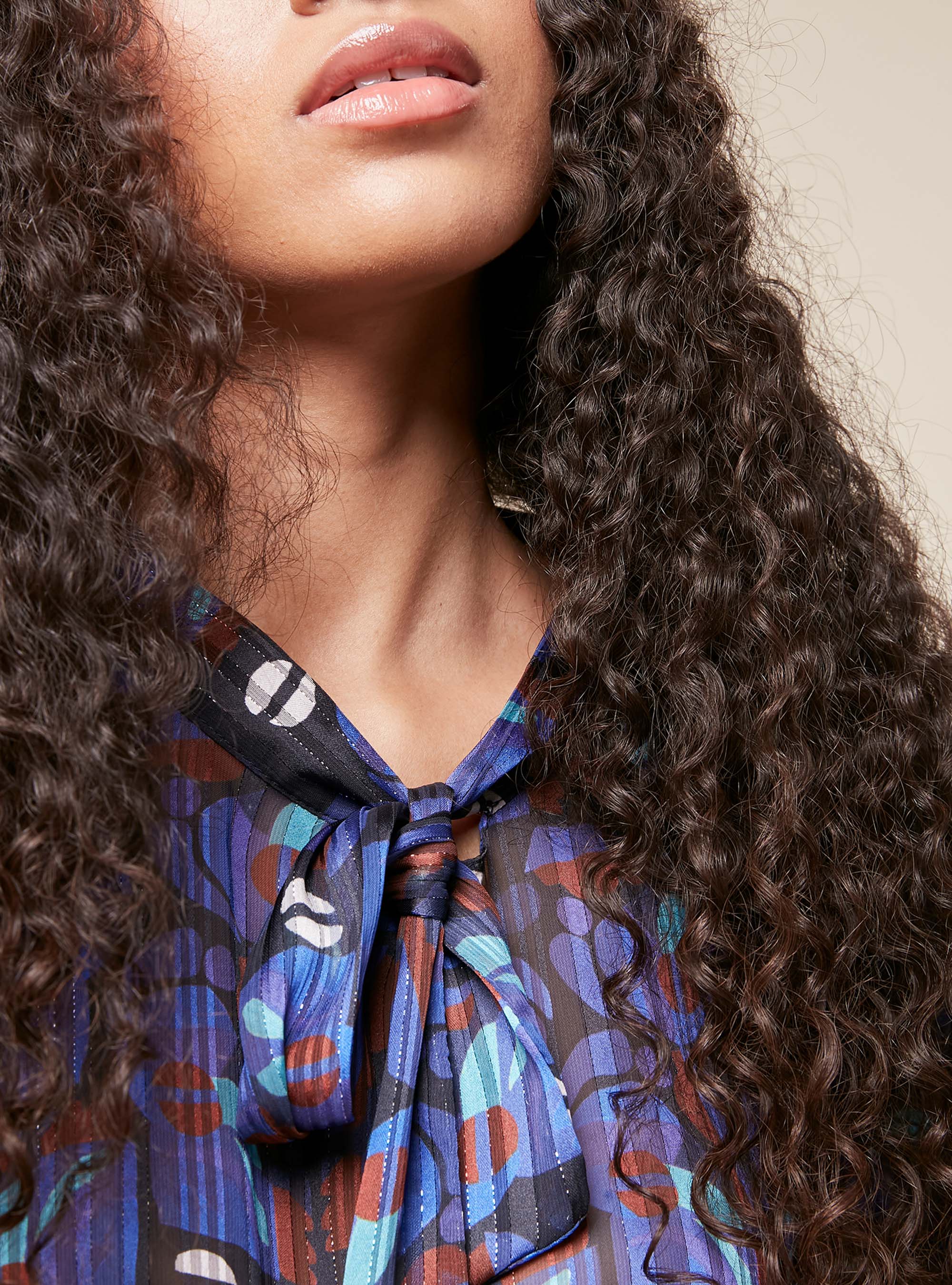 Retro Buttoned Printed Blouse