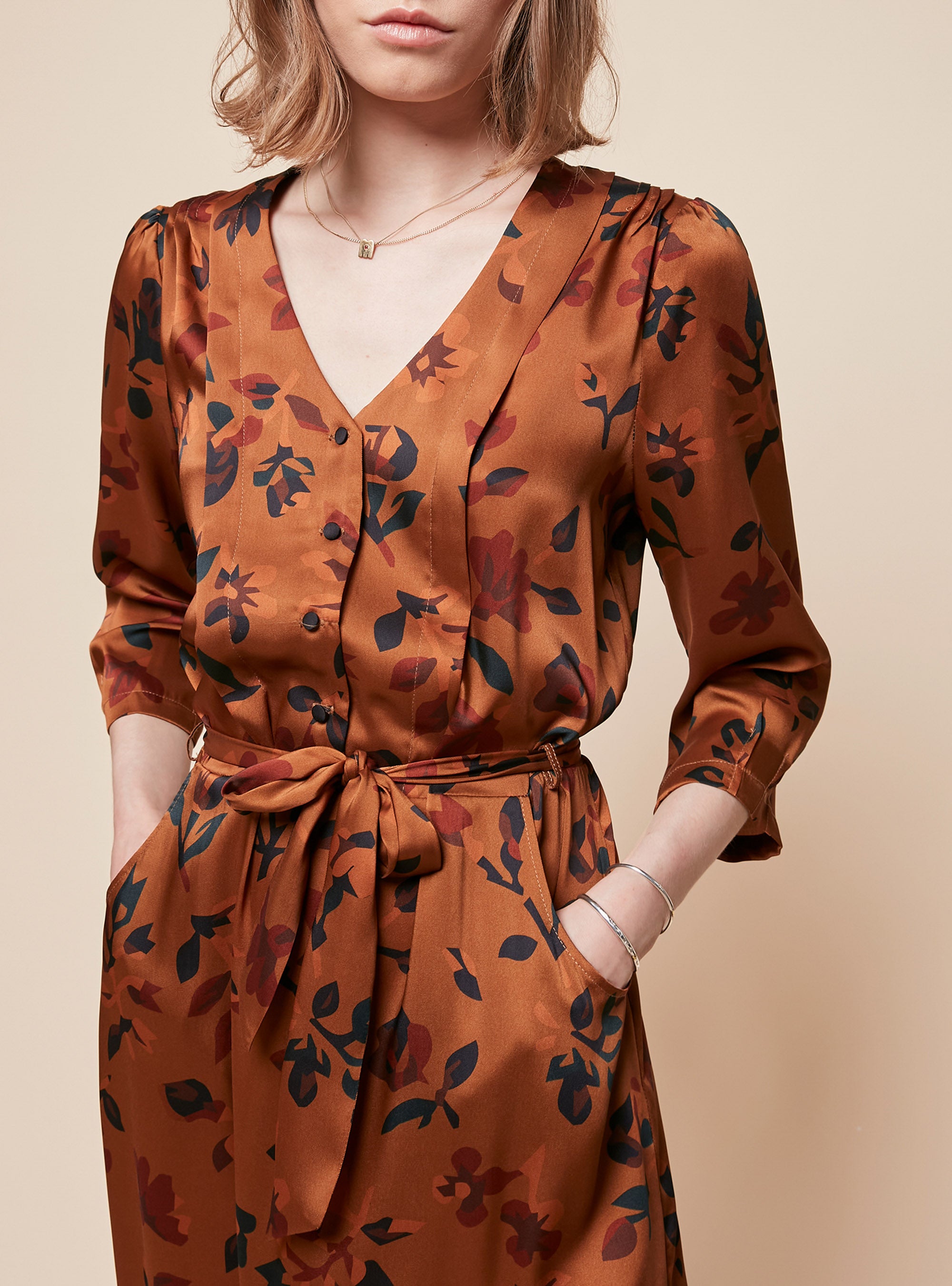 Retro Printed Tie Dress