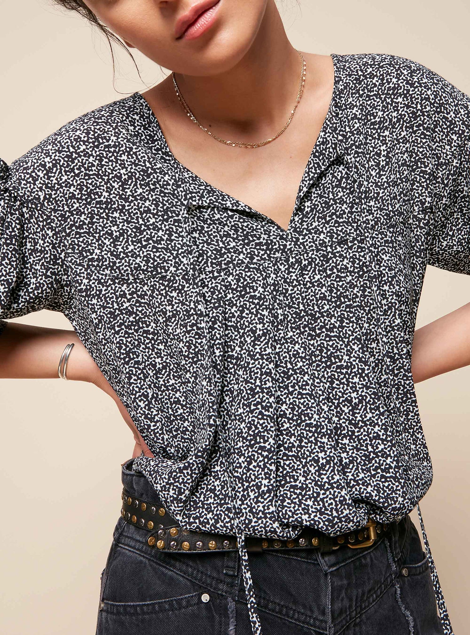 Short Pleated Blouse