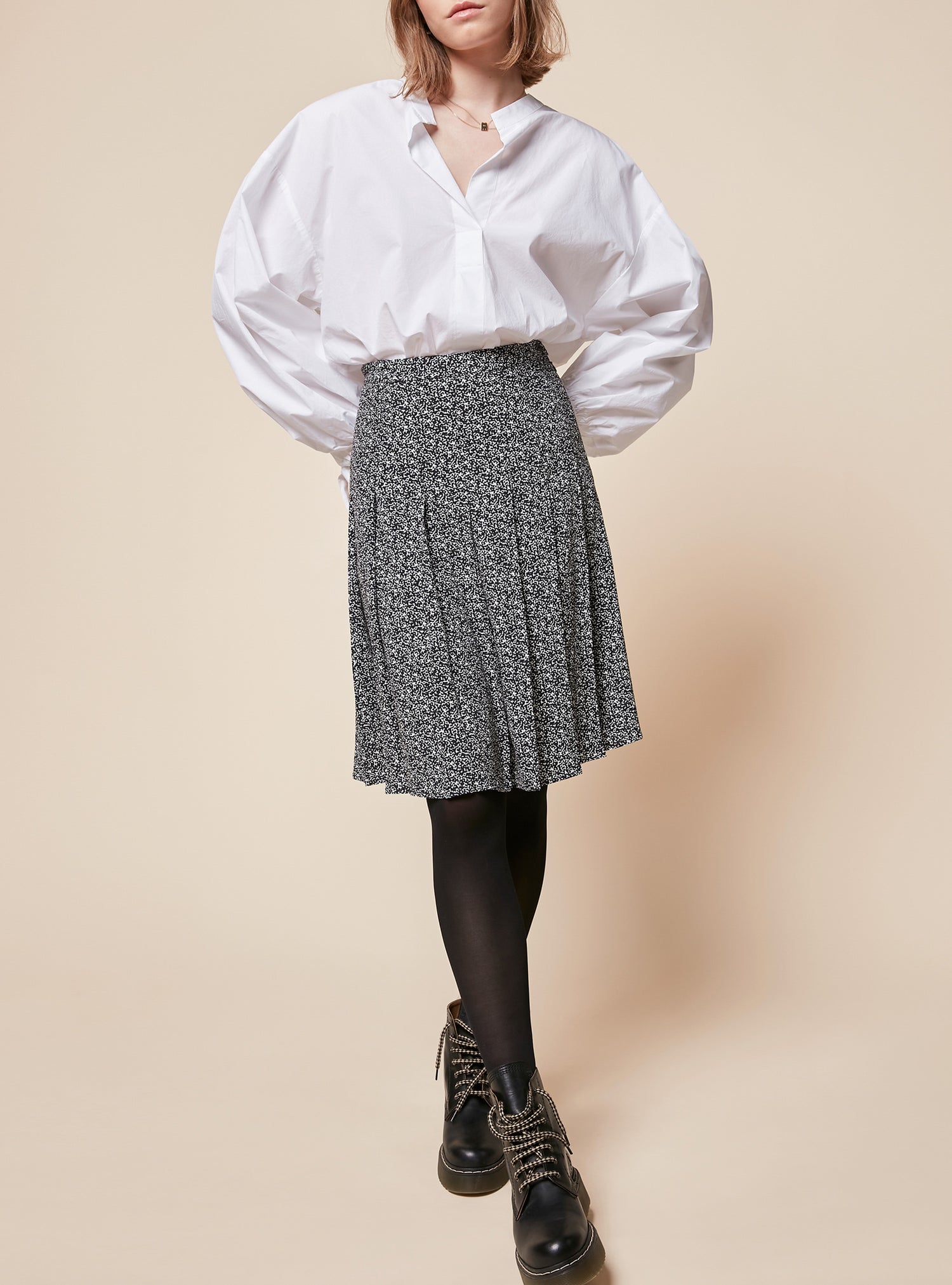 Pleated Trapeze Skirt