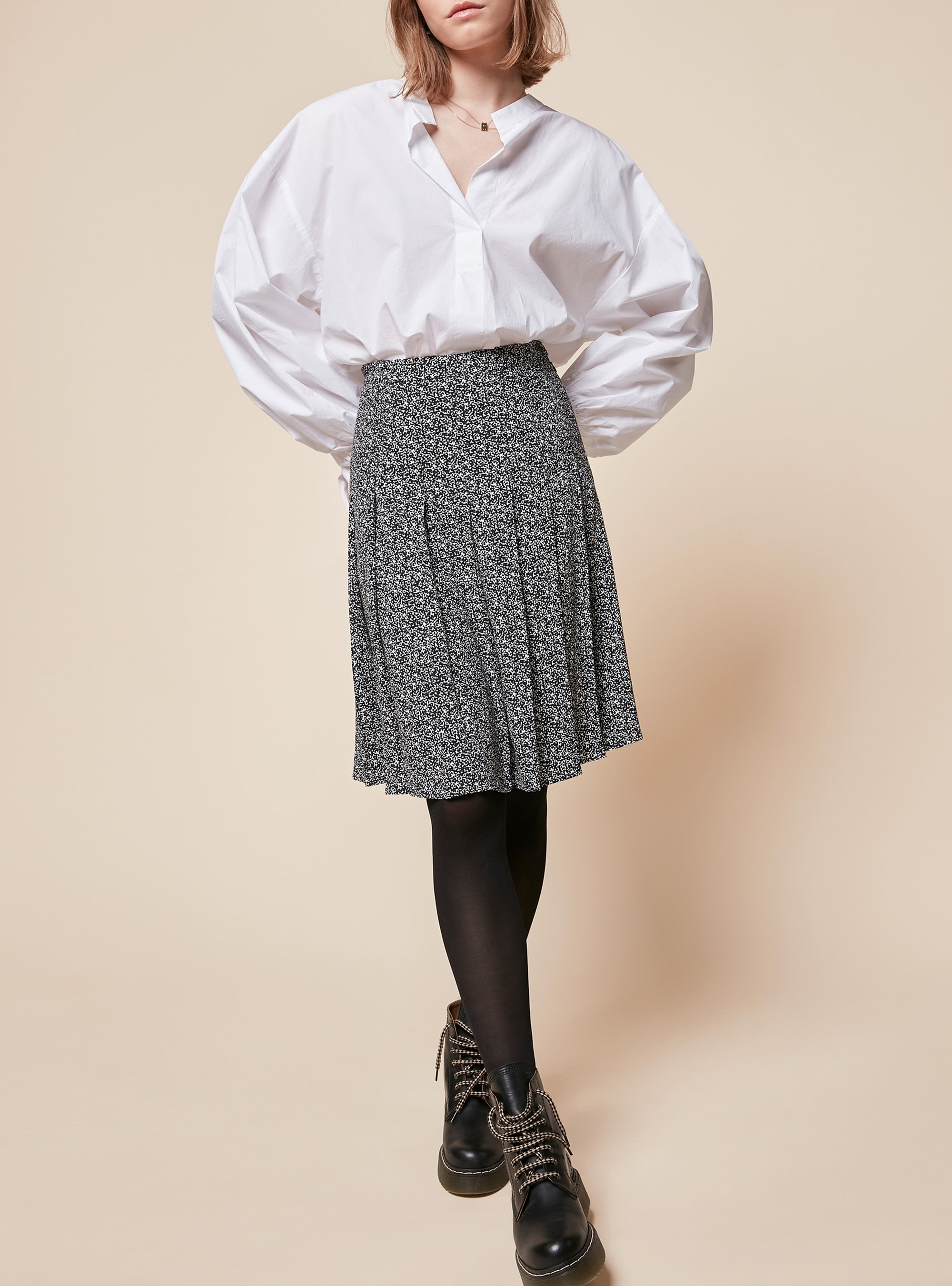 Pleated Trapeze Skirt