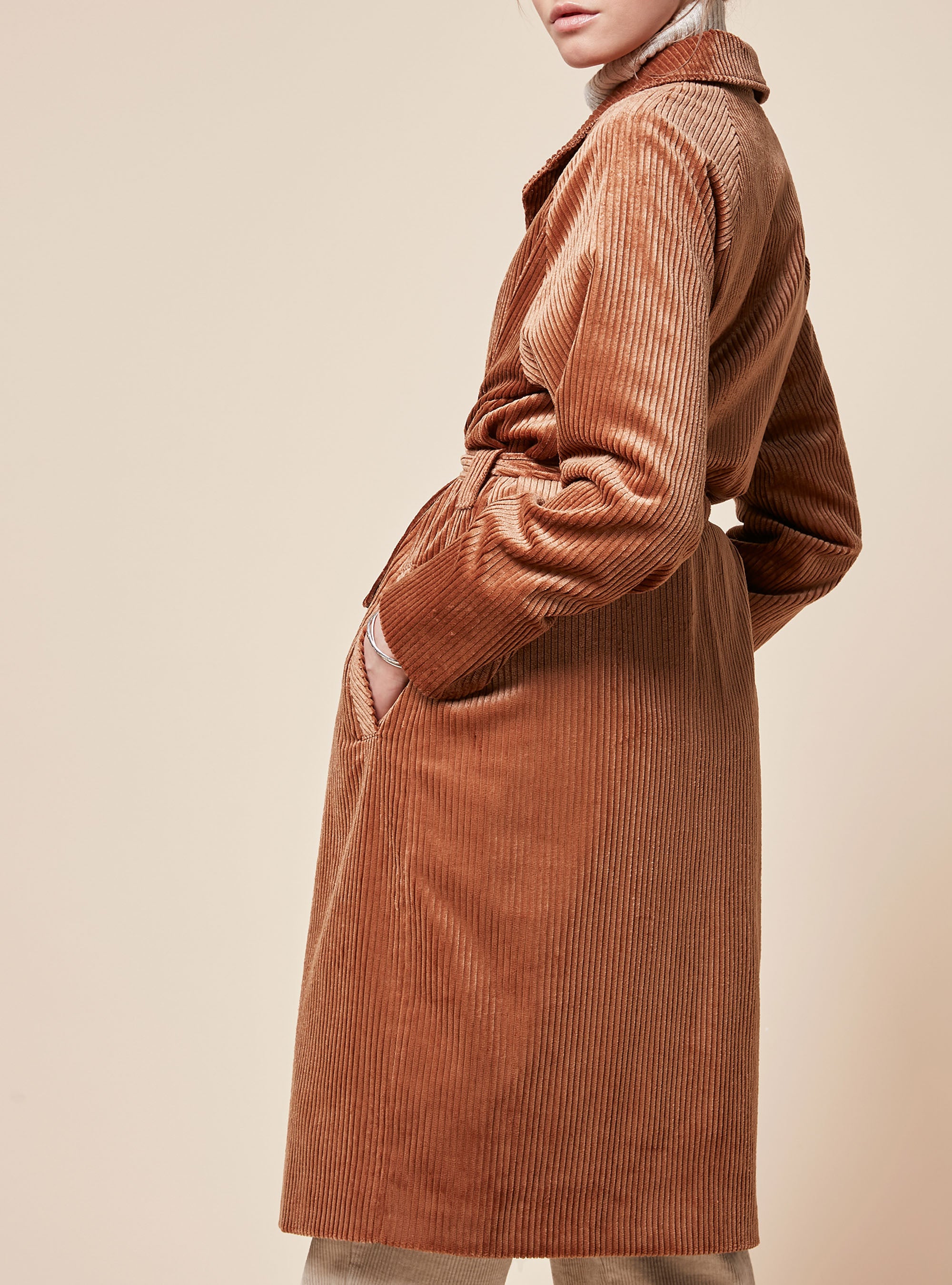 Long Velvet Trench Coat