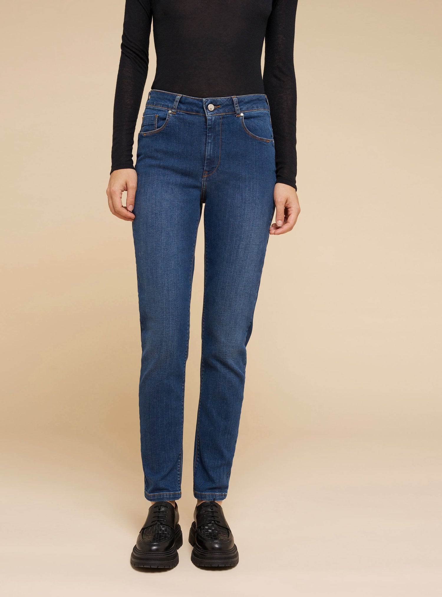 slim stretch blue jeans
