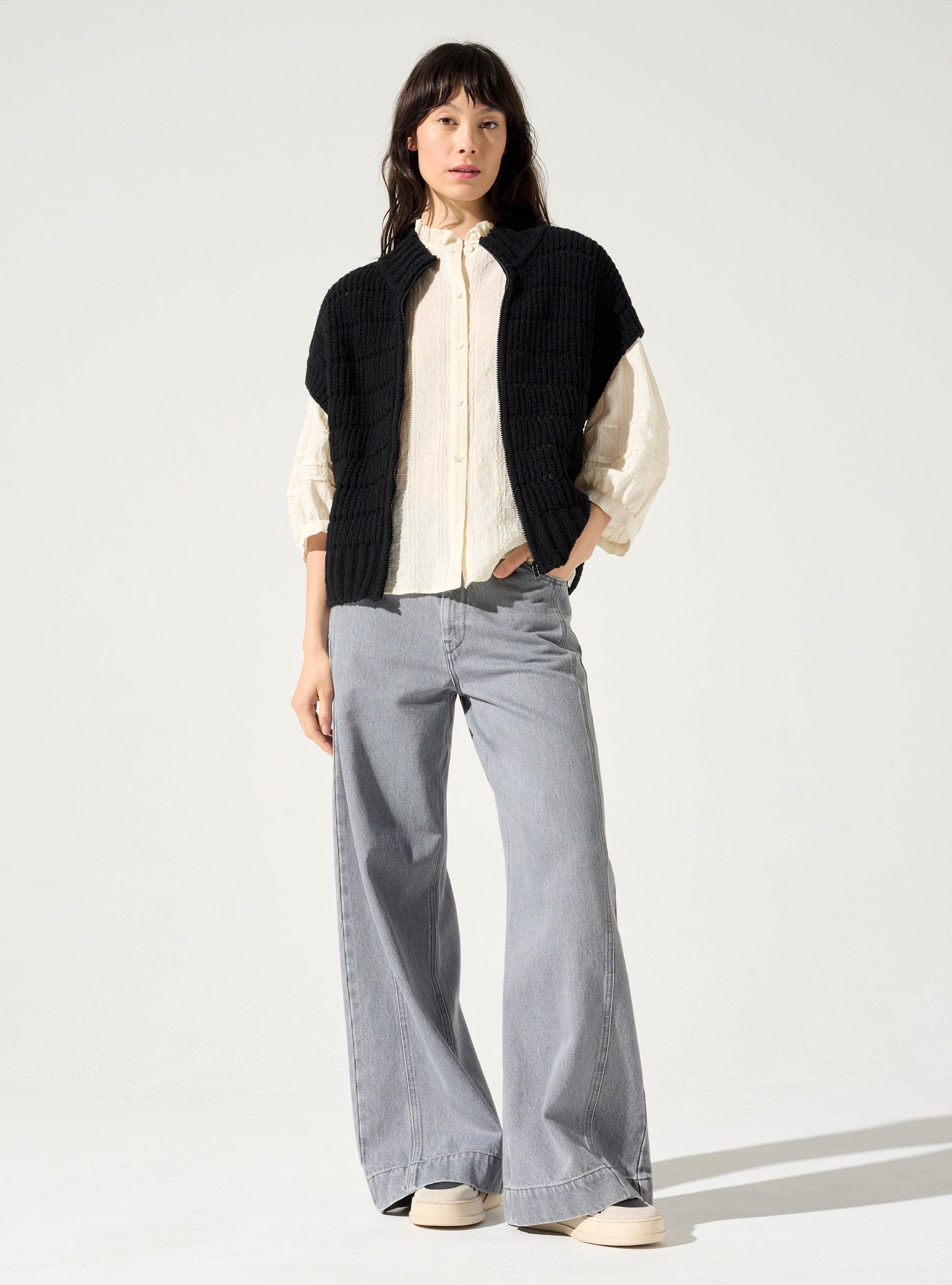 Ärmellose Strickjacke