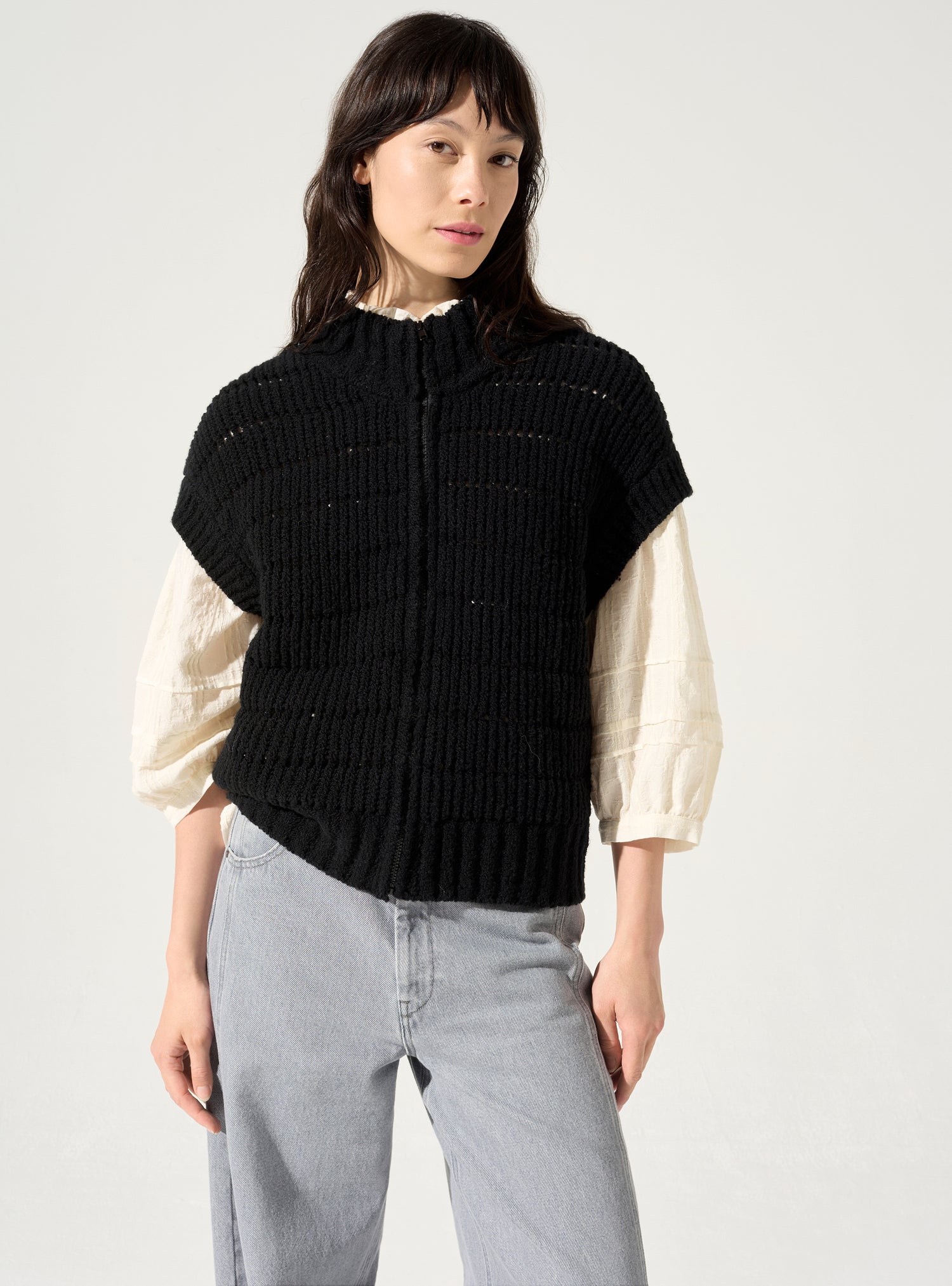 Ärmellose Strickjacke