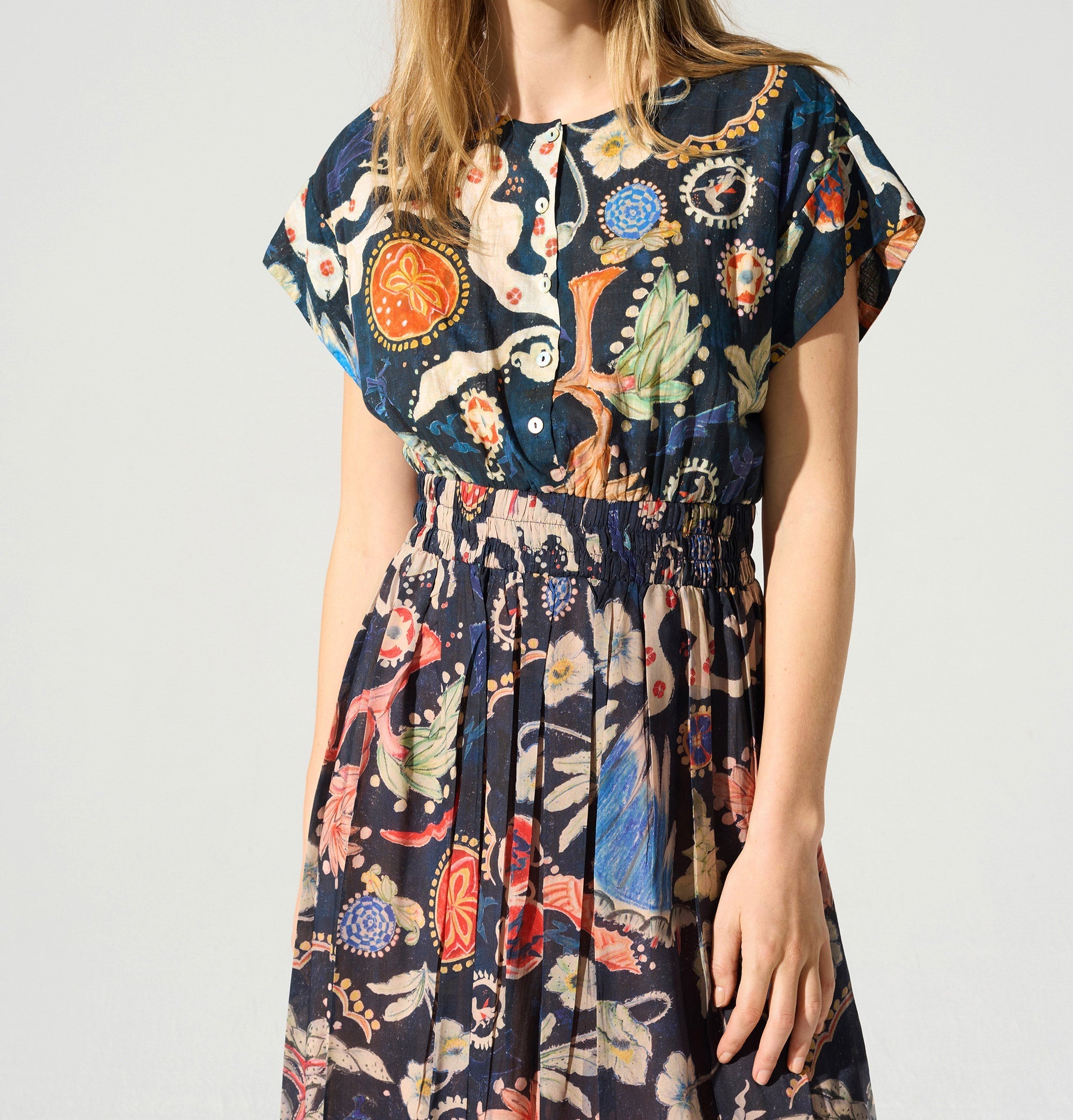 Robe longue smockée à la taille Cotélac 