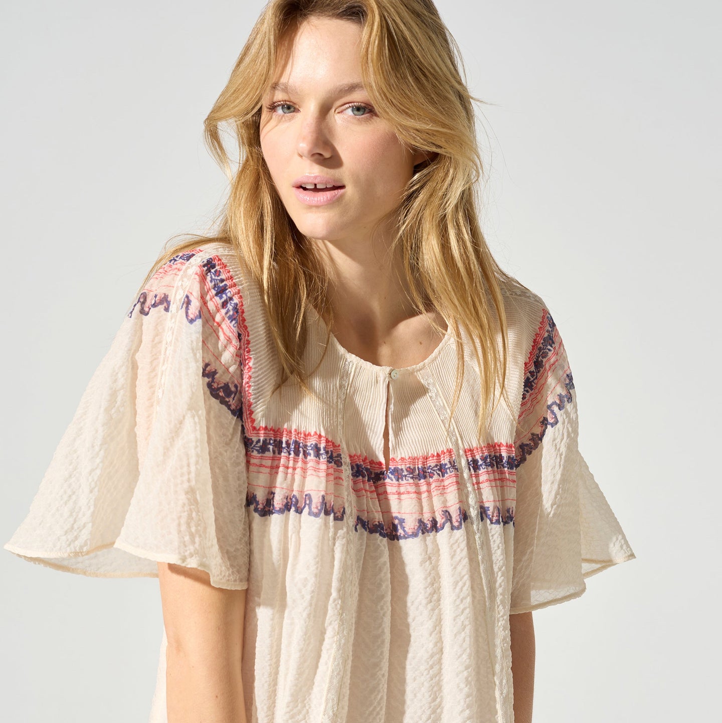 acoté Blouse manches papillons