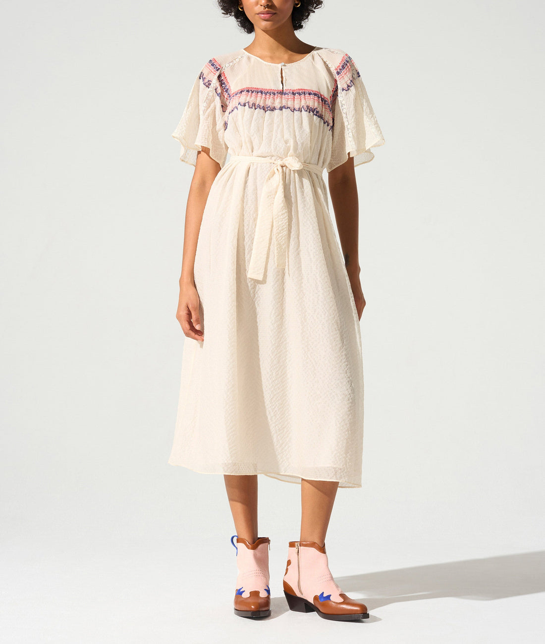 Robe manches courtes esprit papillons Cotélac 