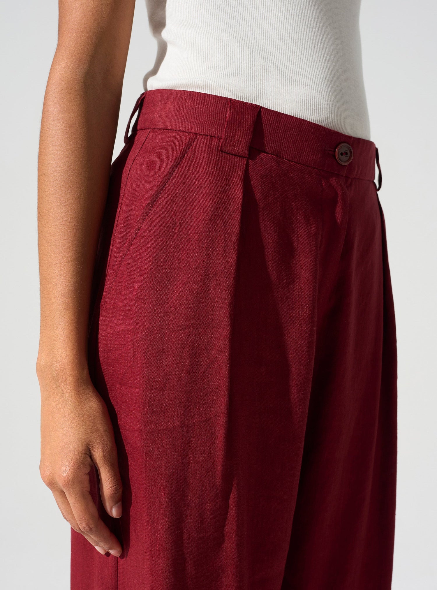 Wide-leg pants with English waistband