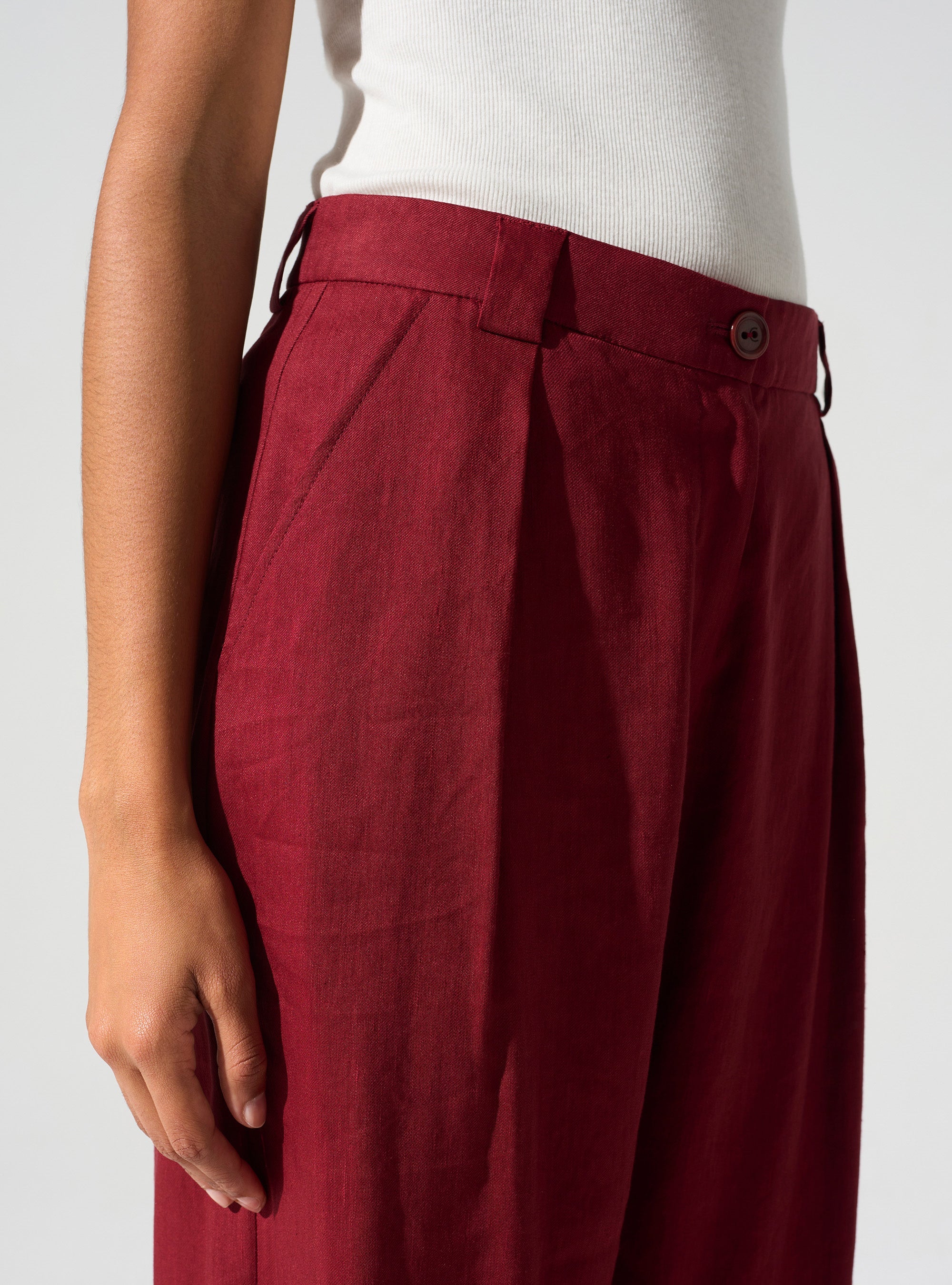 Wide-leg pants with English waistband