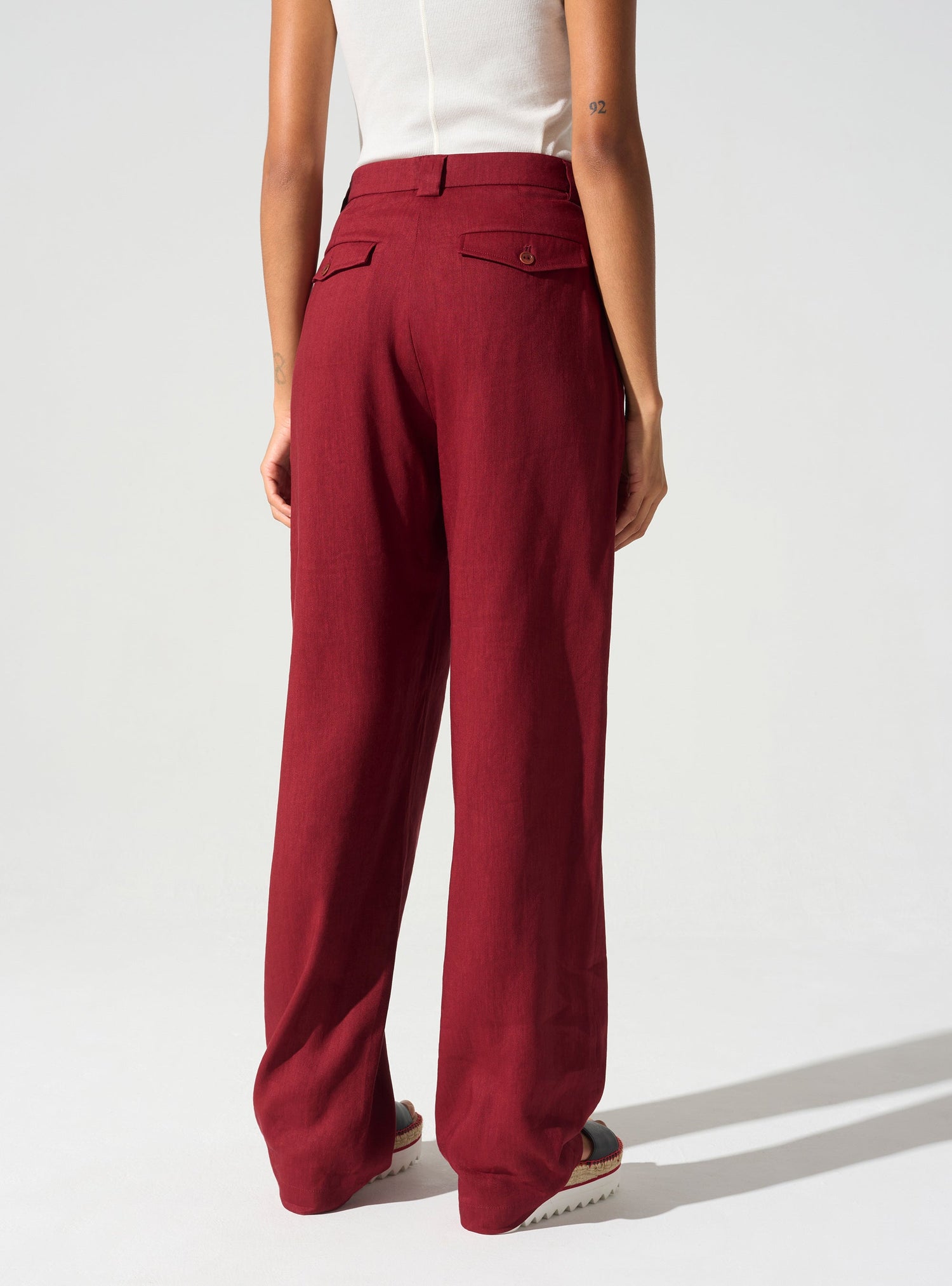 Wide-leg pants with English waistband