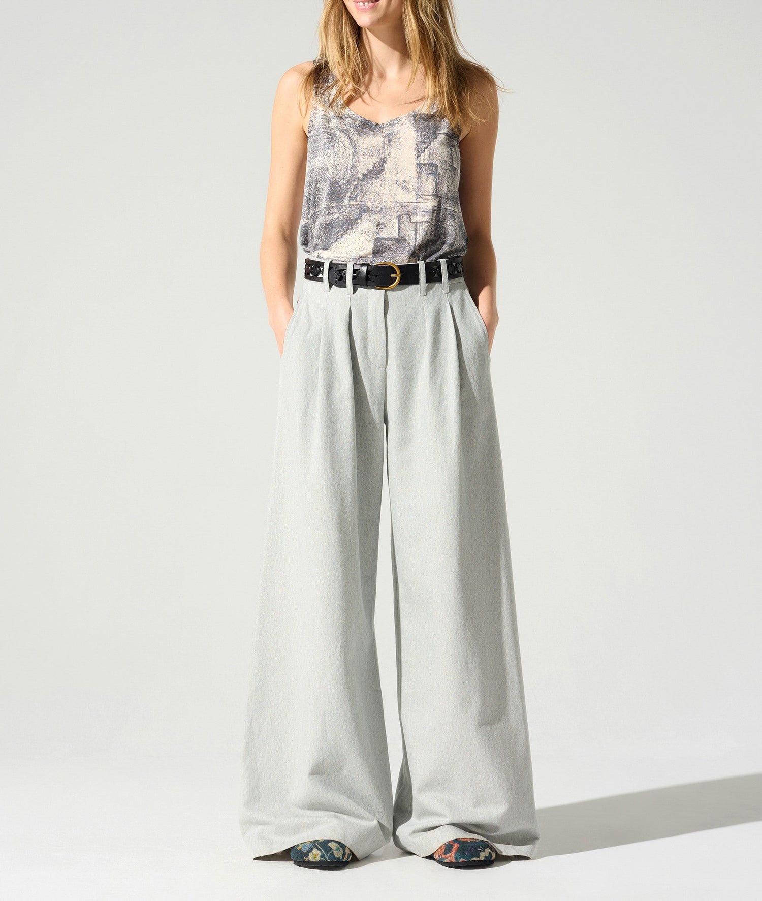 Pantalon large taille haute Cotélac 