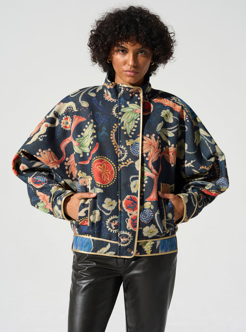 Oversized jacket with high collar