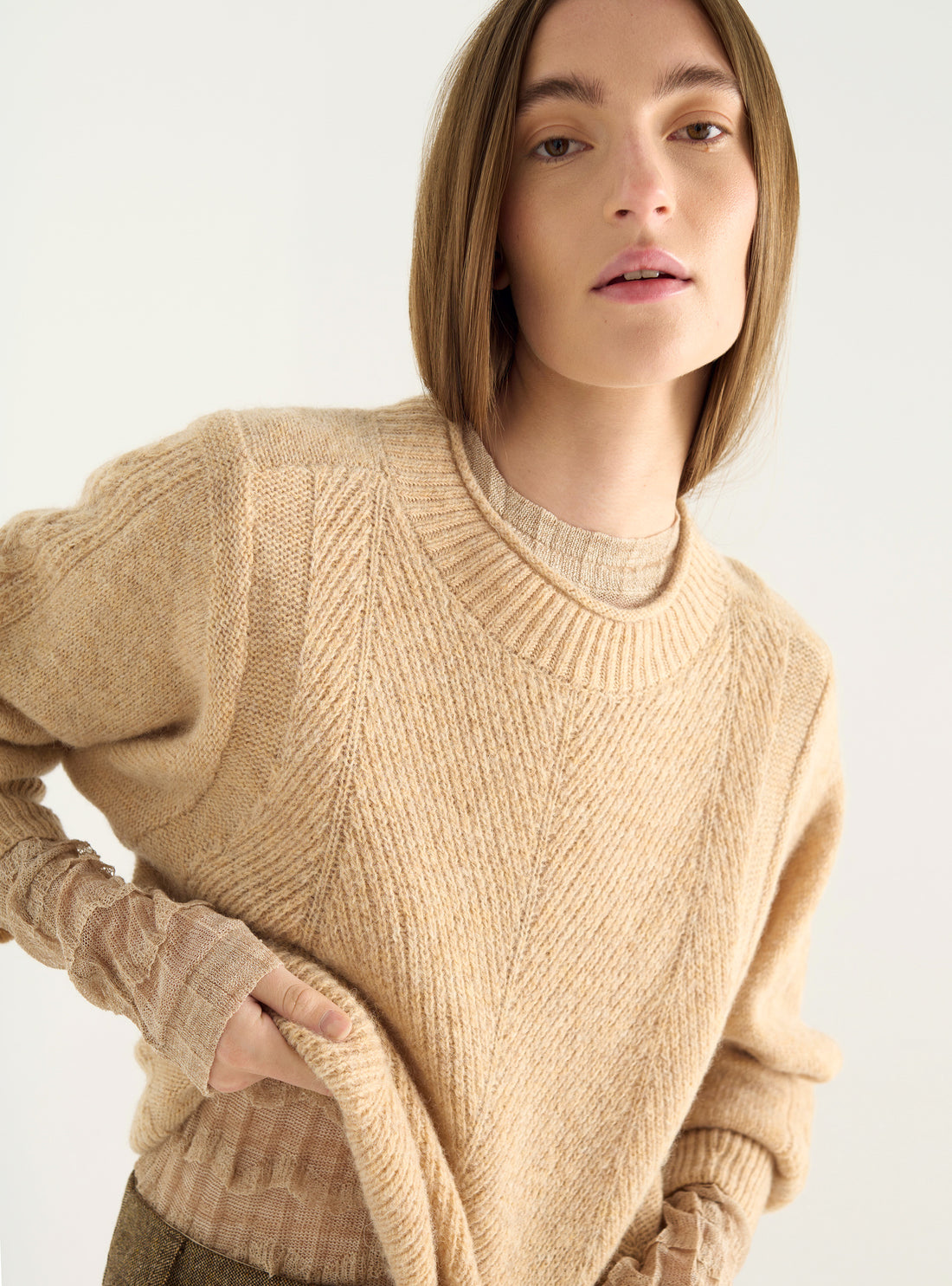 Jacquard-Wollpullover mit gearbeiteten Ärmeln – Gerader Schnitt