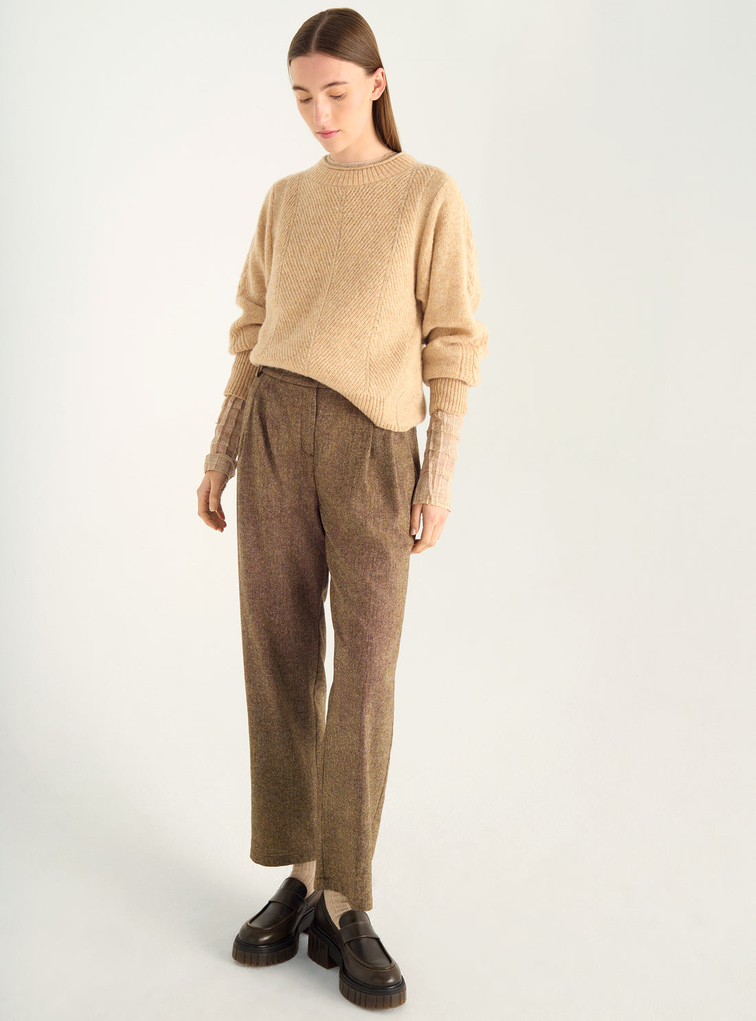 Jacquard-Wollpullover mit gearbeiteten Ärmeln – Gerader Schnitt