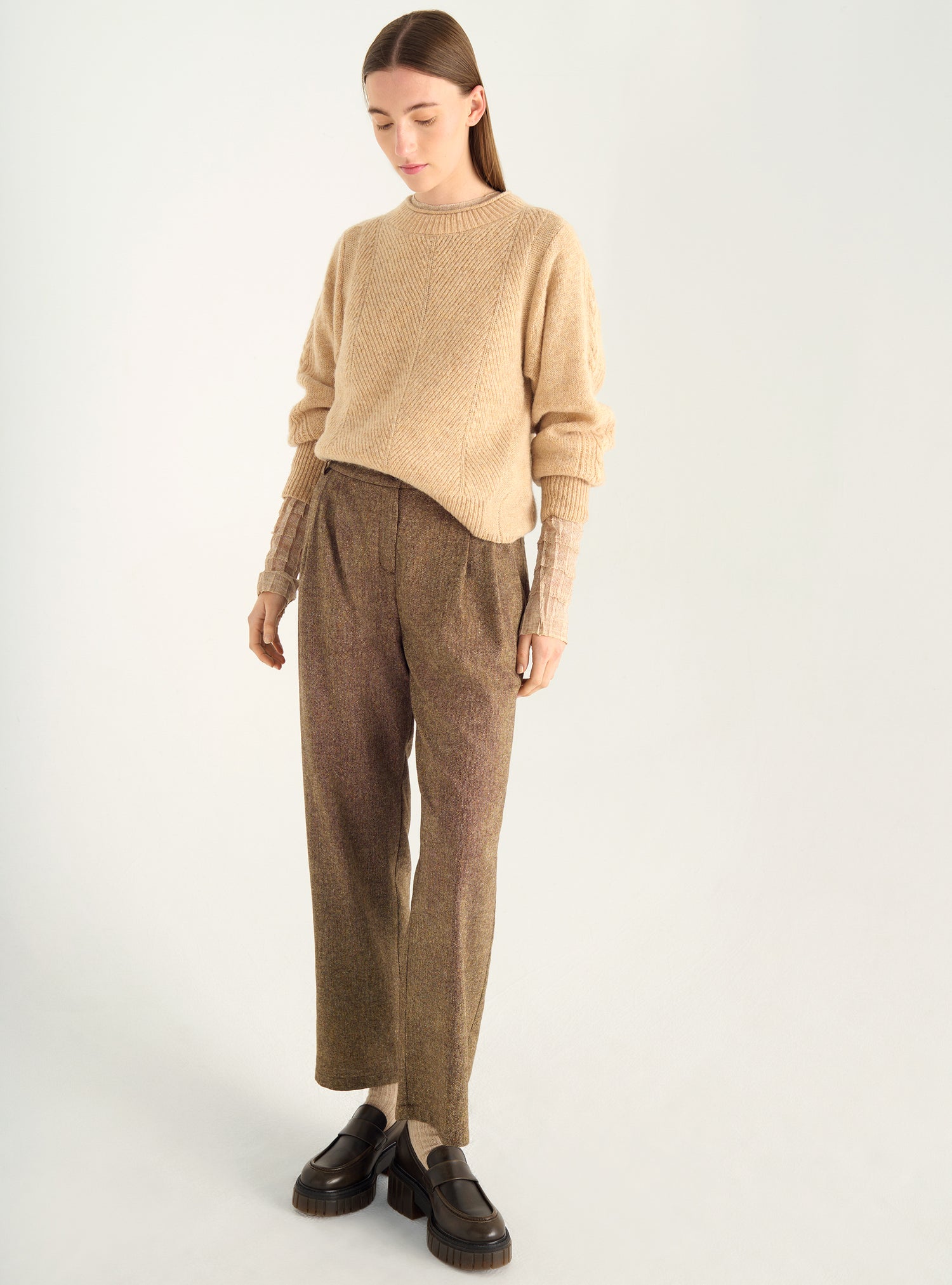 Jacquard-Wollpullover mit gearbeiteten Ärmeln – Gerader Schnitt