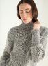 Zweifarbiger Pullover mit Hammelkeulenärmeln