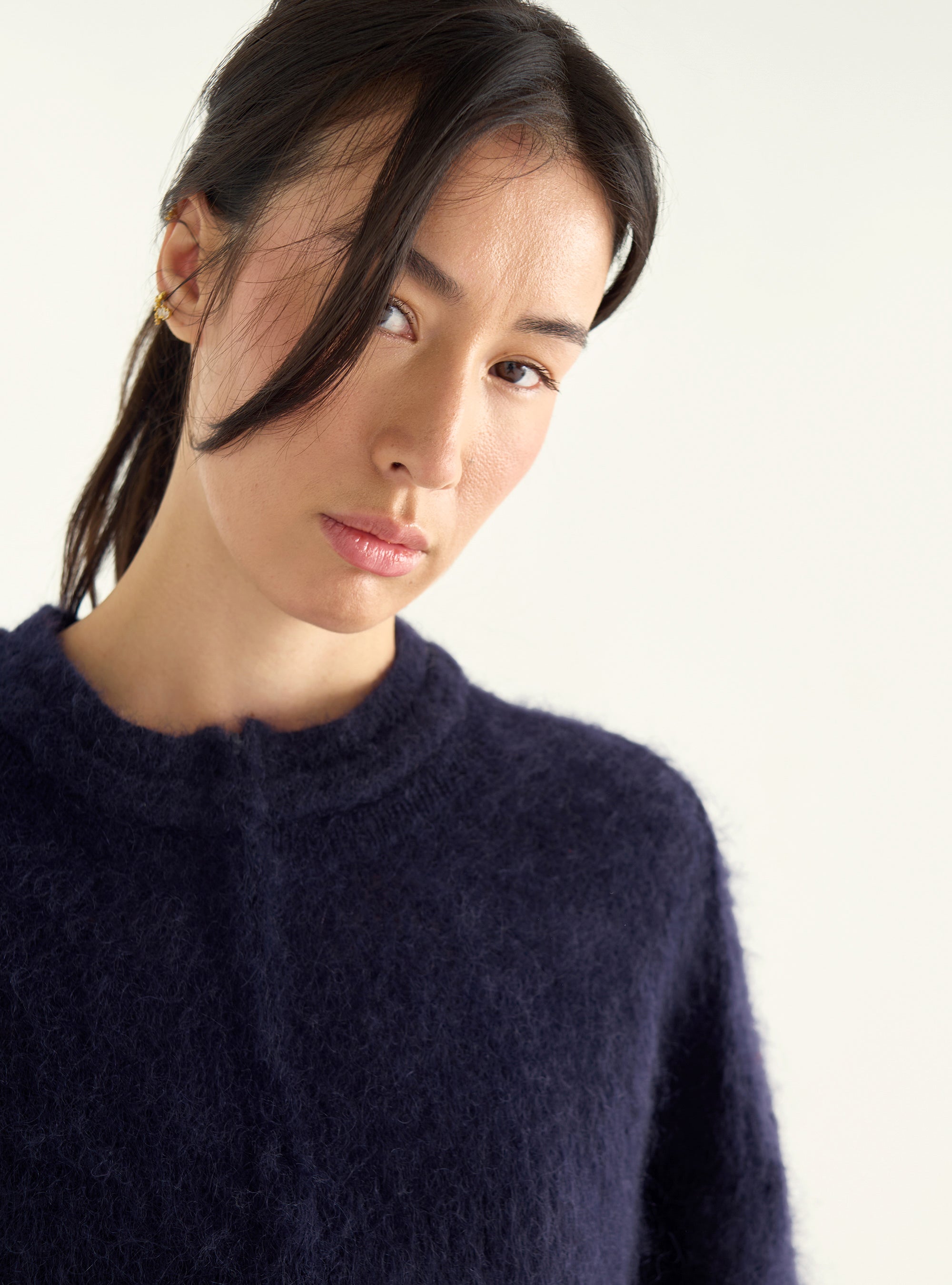 Cardigan court zippé en mohair