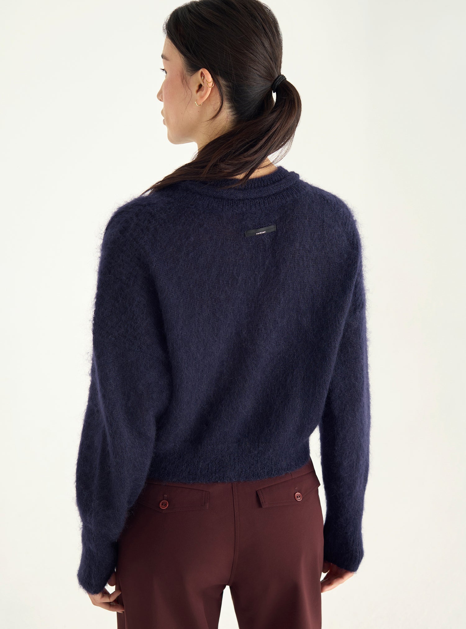 Cardigan court zippé en mohair