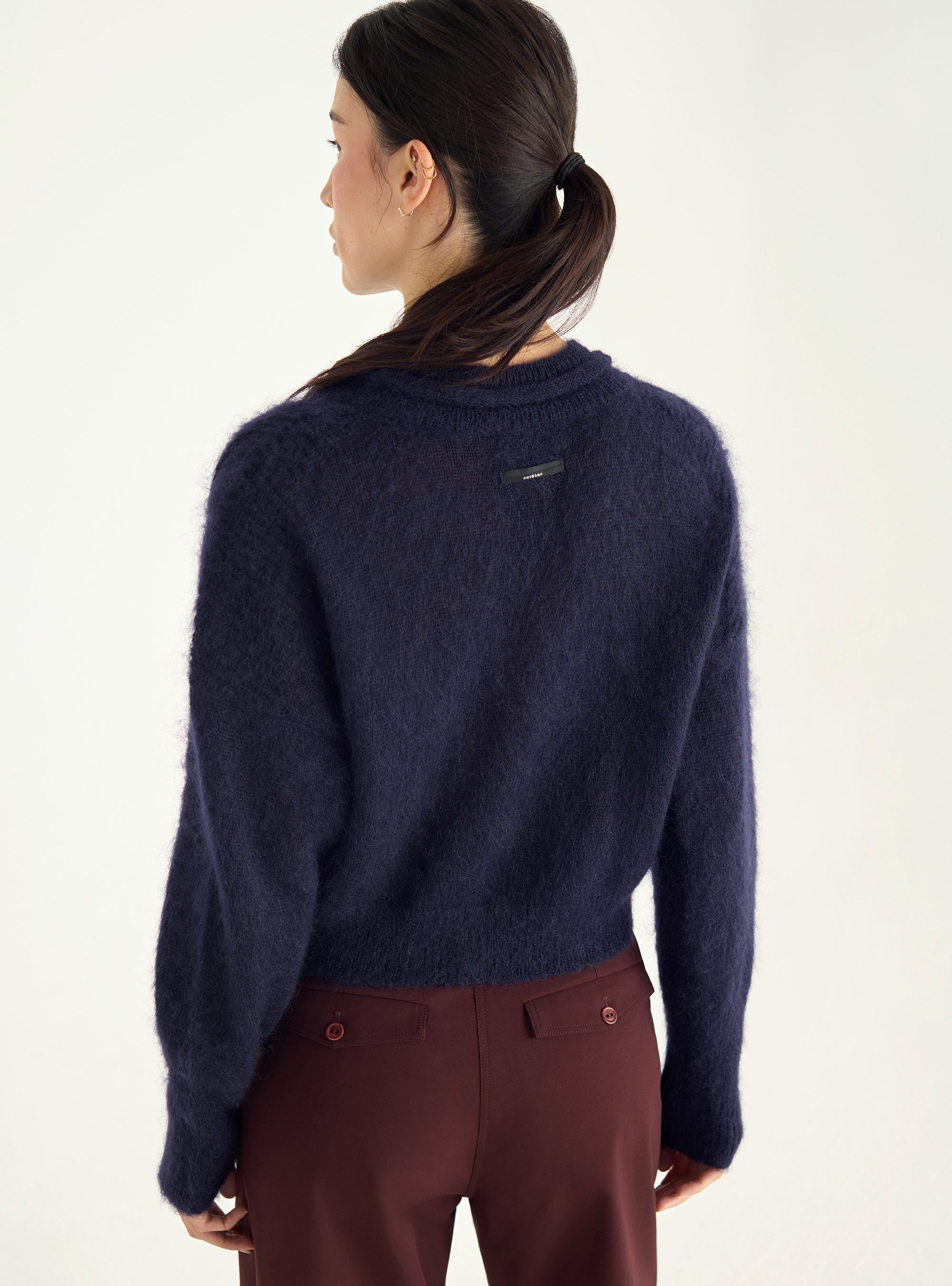 Cardigan court zippé en mohair