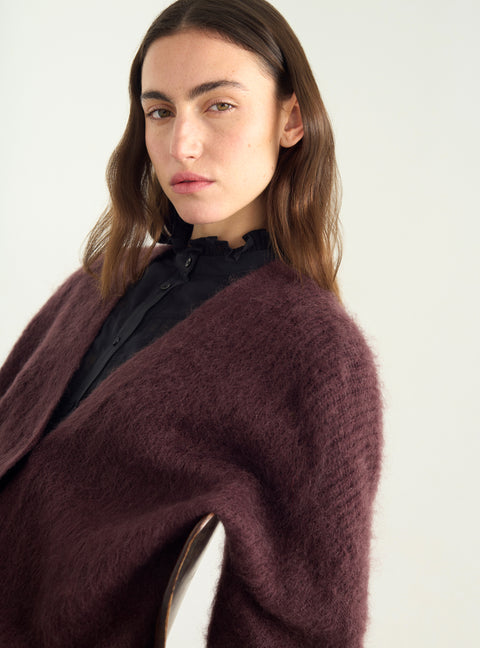 Long brushed mohair cardigan