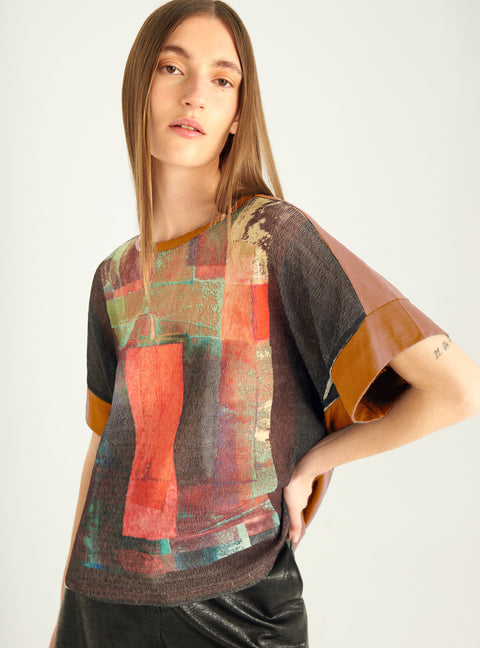 Sublimiertes T-Shirt aus zwei Materialien