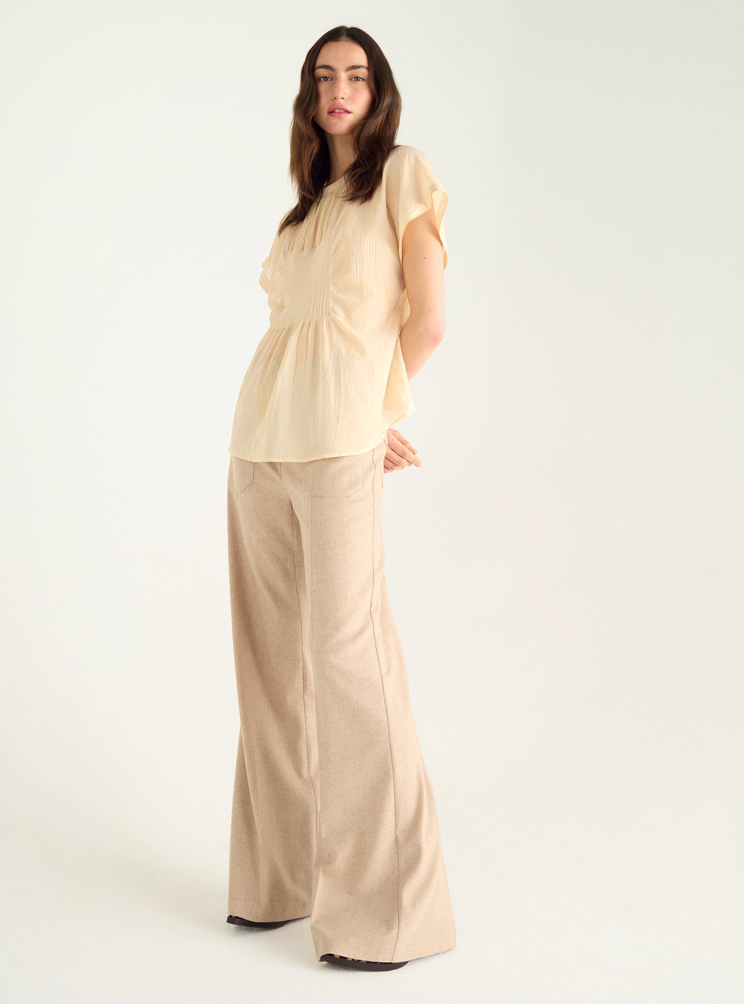 Blouse en voile de coton et plissé