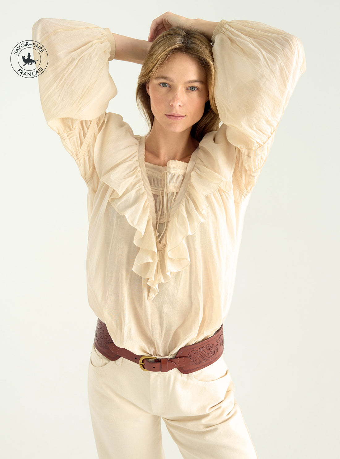 Bluse aus plissiertem Voile