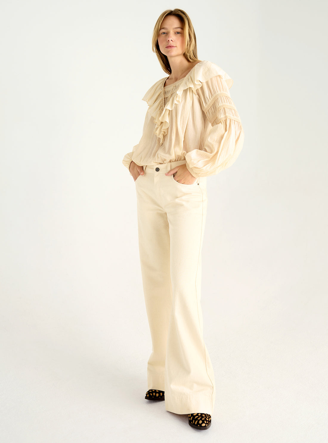 Bluse aus plissiertem Voile