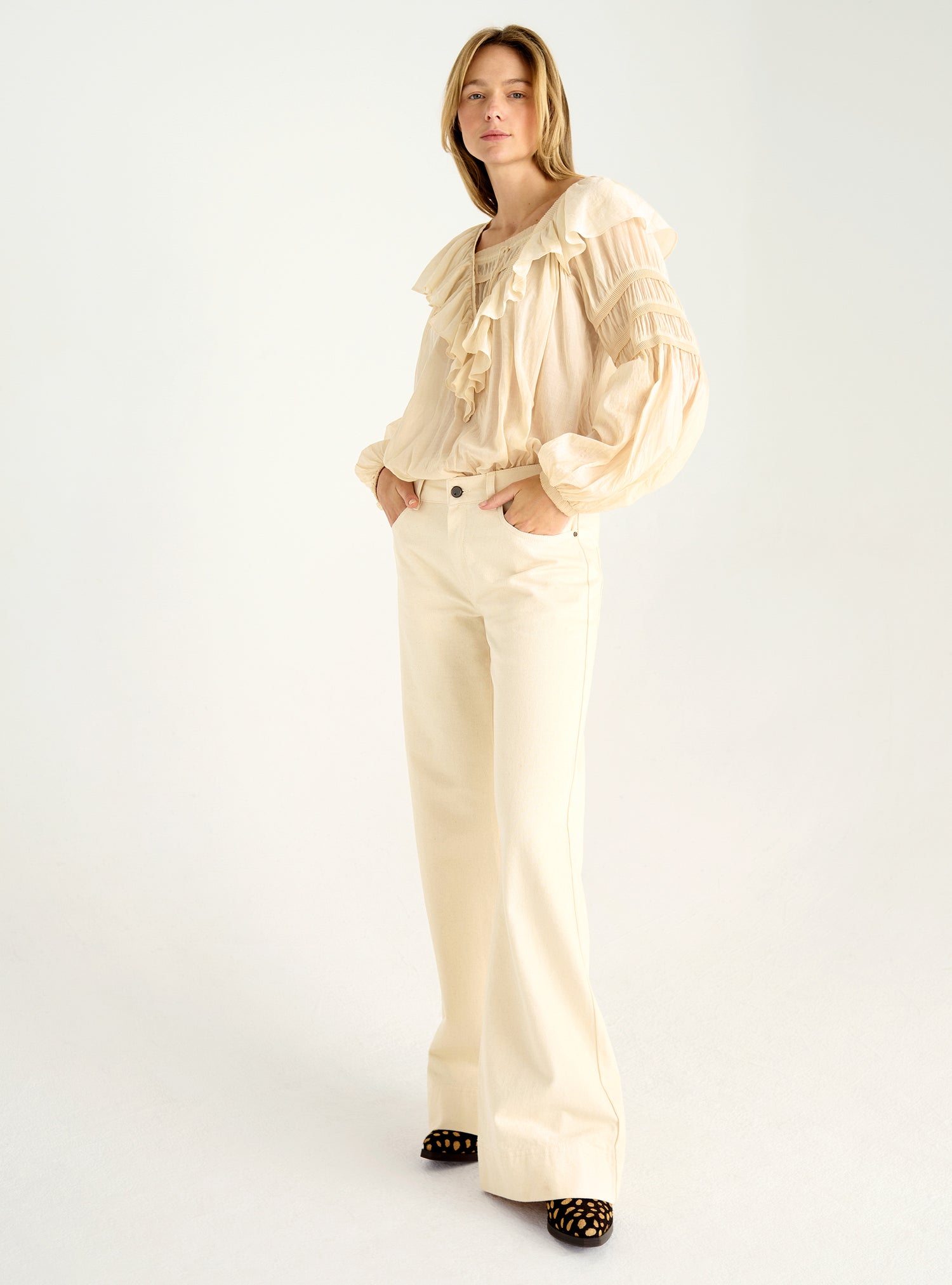 Bluse aus plissiertem Voile