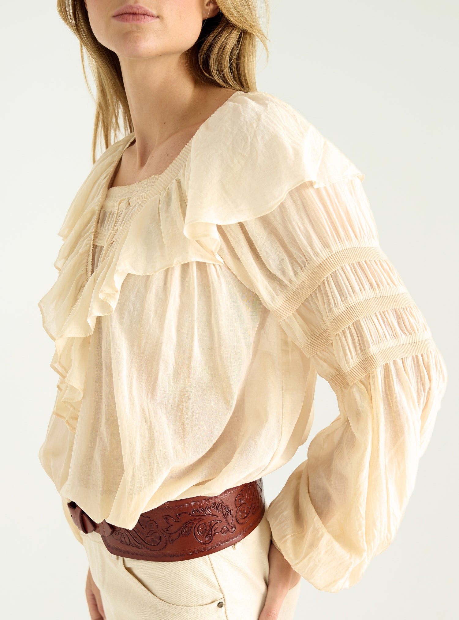 Bluse aus plissiertem Voile